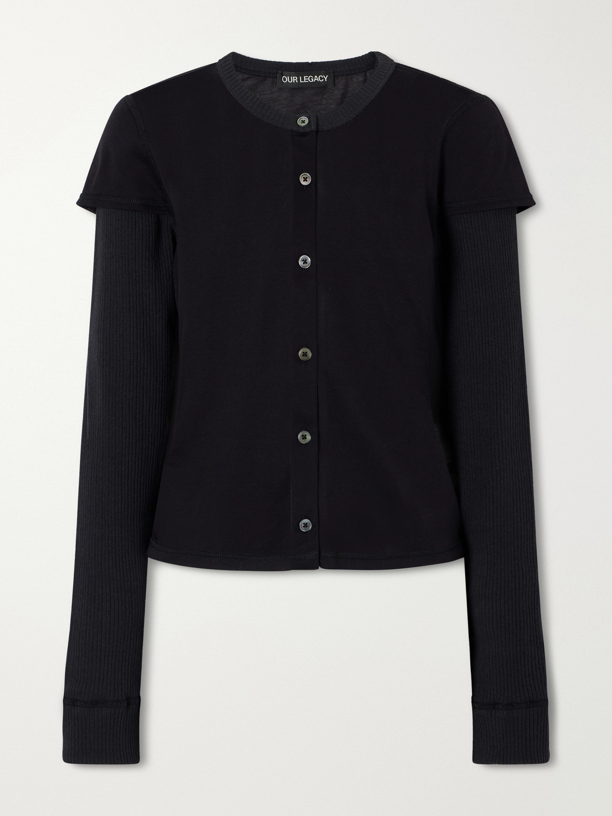 Our Legacy Layered Cotton-blend Cardigan In Black