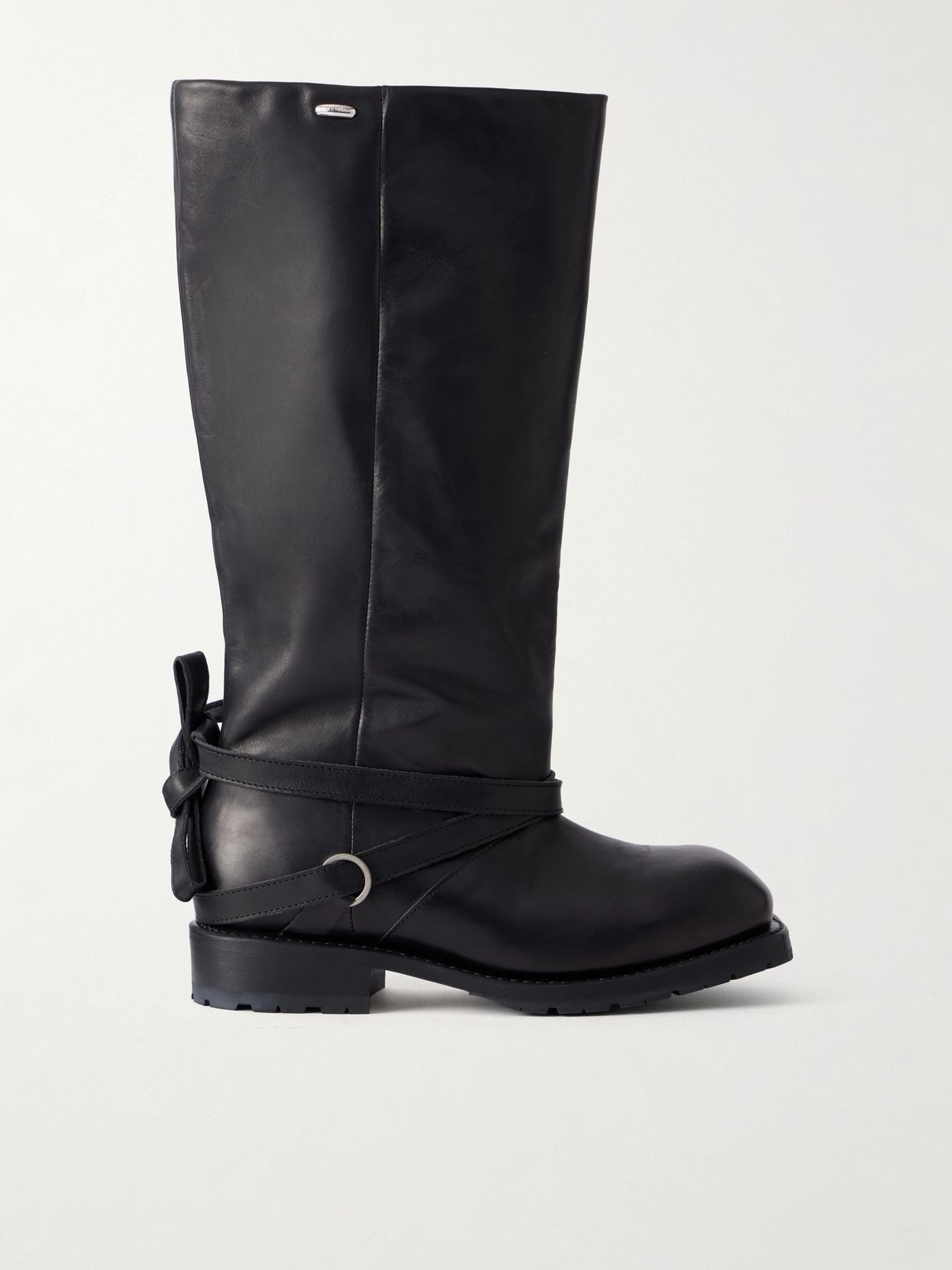 High Engine tie-embellished leather knee boots