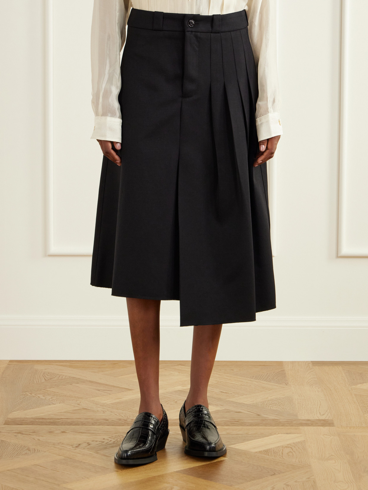 Origami Asymmetric Pleated Virgin Skirt