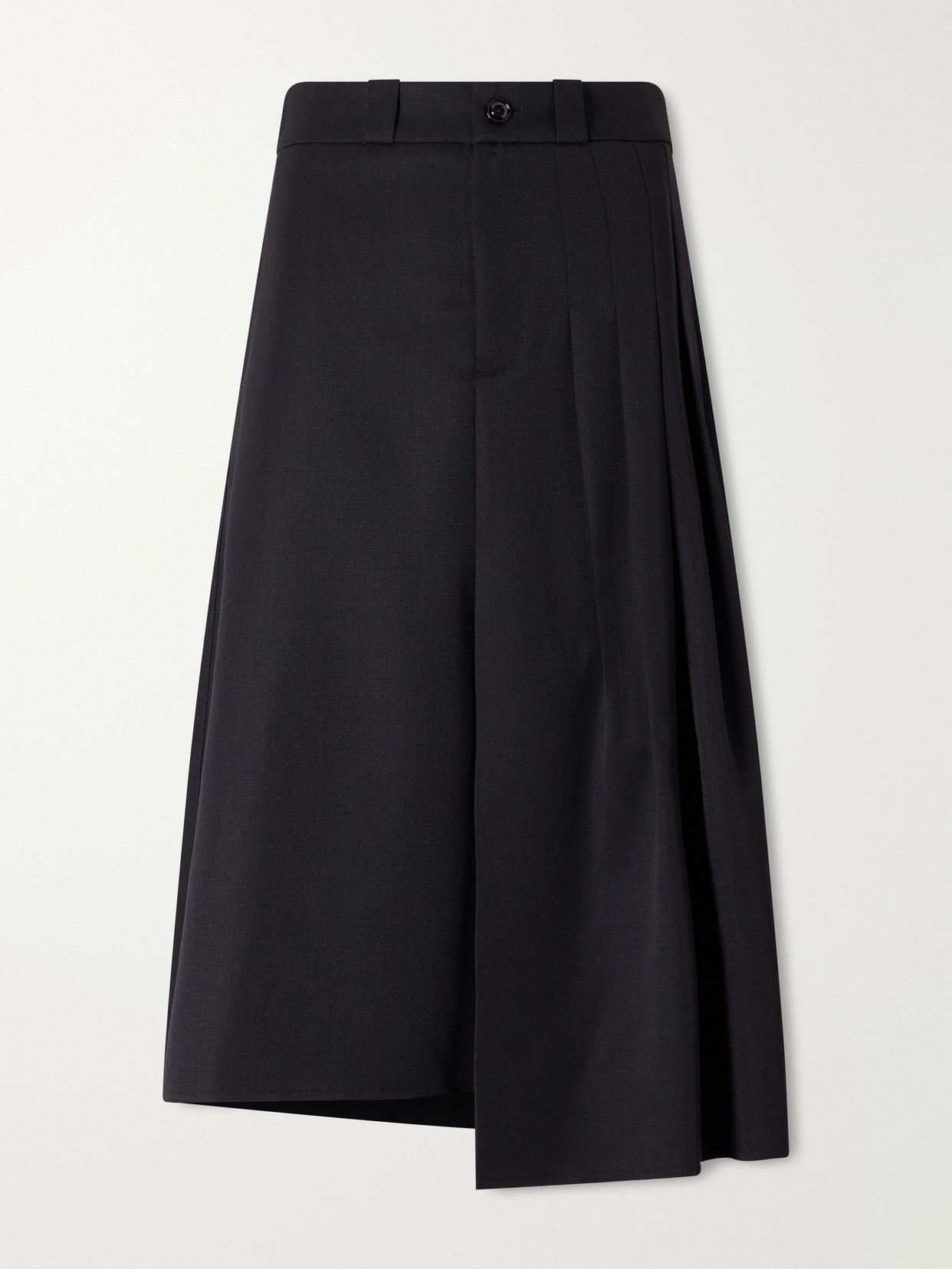 Our Legacy Origami Asymmetric Pleated Virgin Wool Skirt In Black