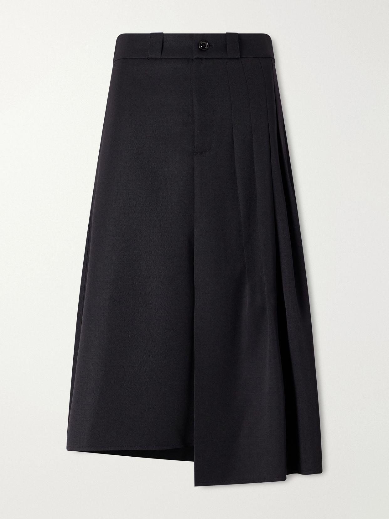 Origami asymmetric pleated virgin wool skirt