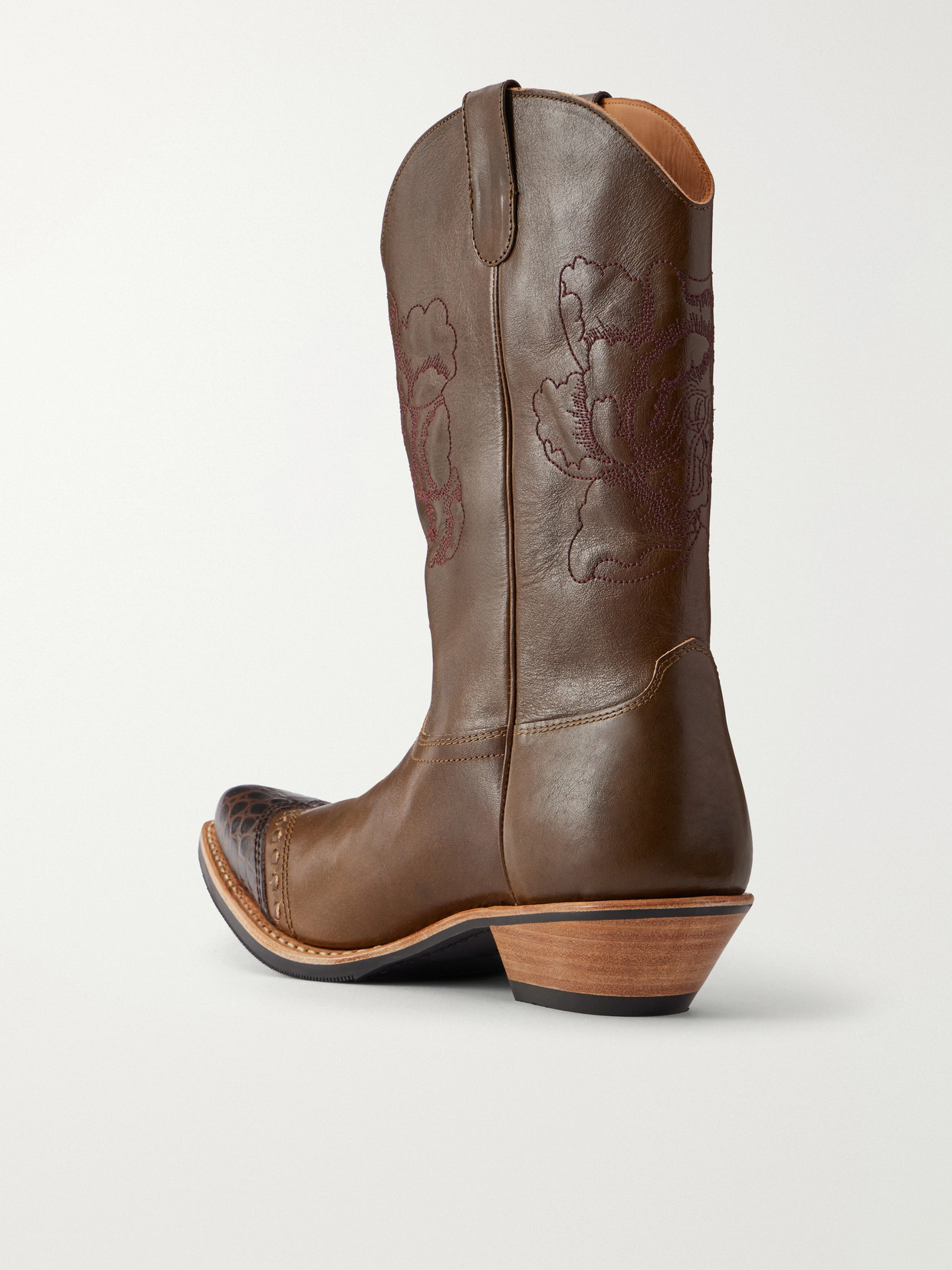 Floral Consultant Croc-Effect Ankle Boots