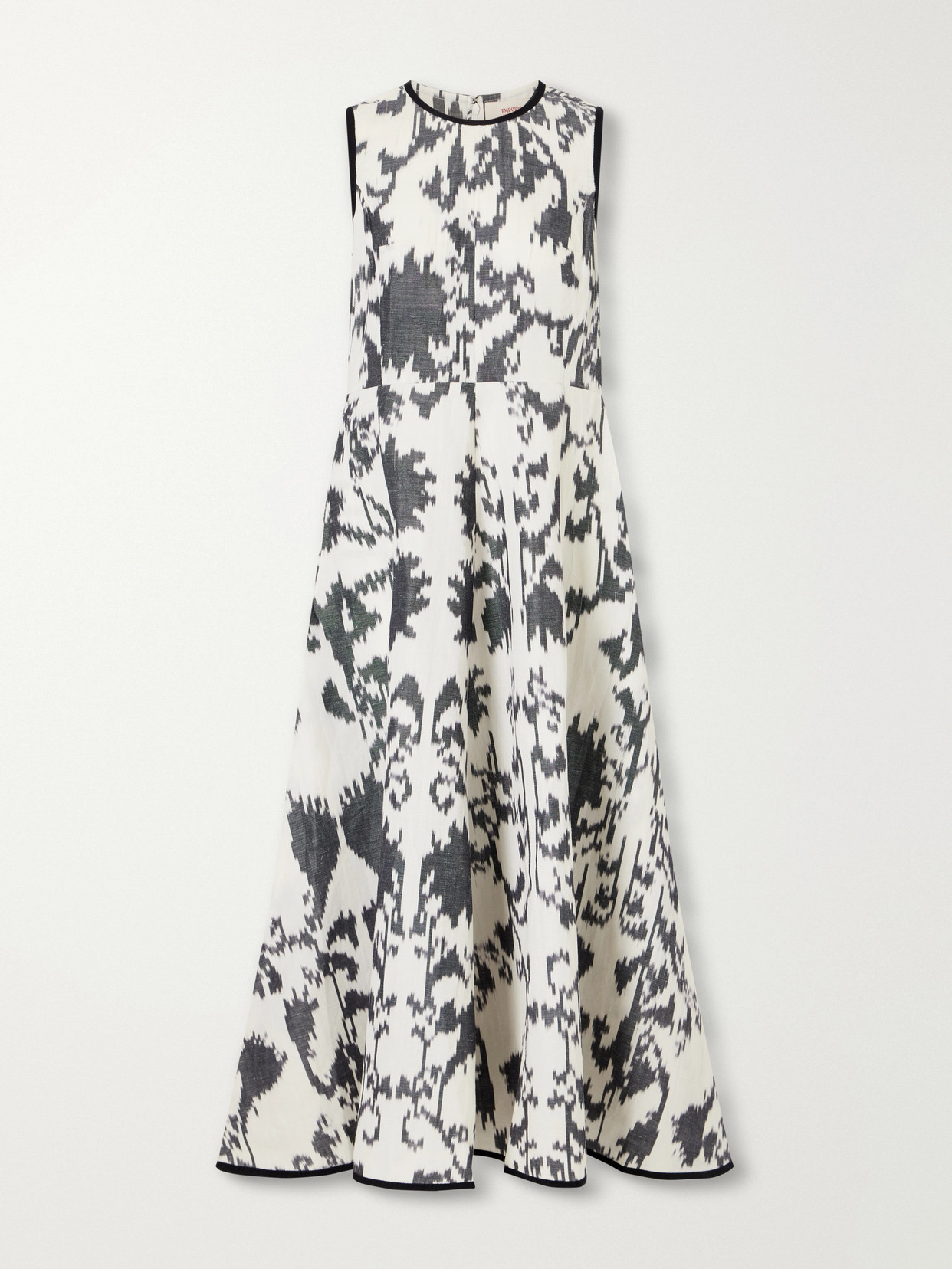 Emporio Sirenuse Clodette Printed Linen And Cotton-blend Poplin Maxi Dress In Black