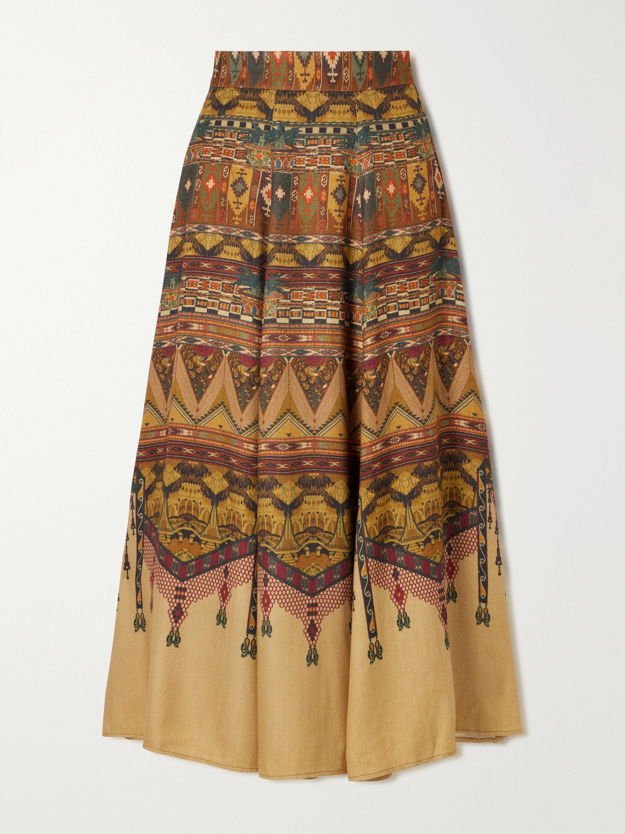 Emporio Sirenuse Kendal Desert Printed Woven Silk-blend Maxi Skirt In Multi