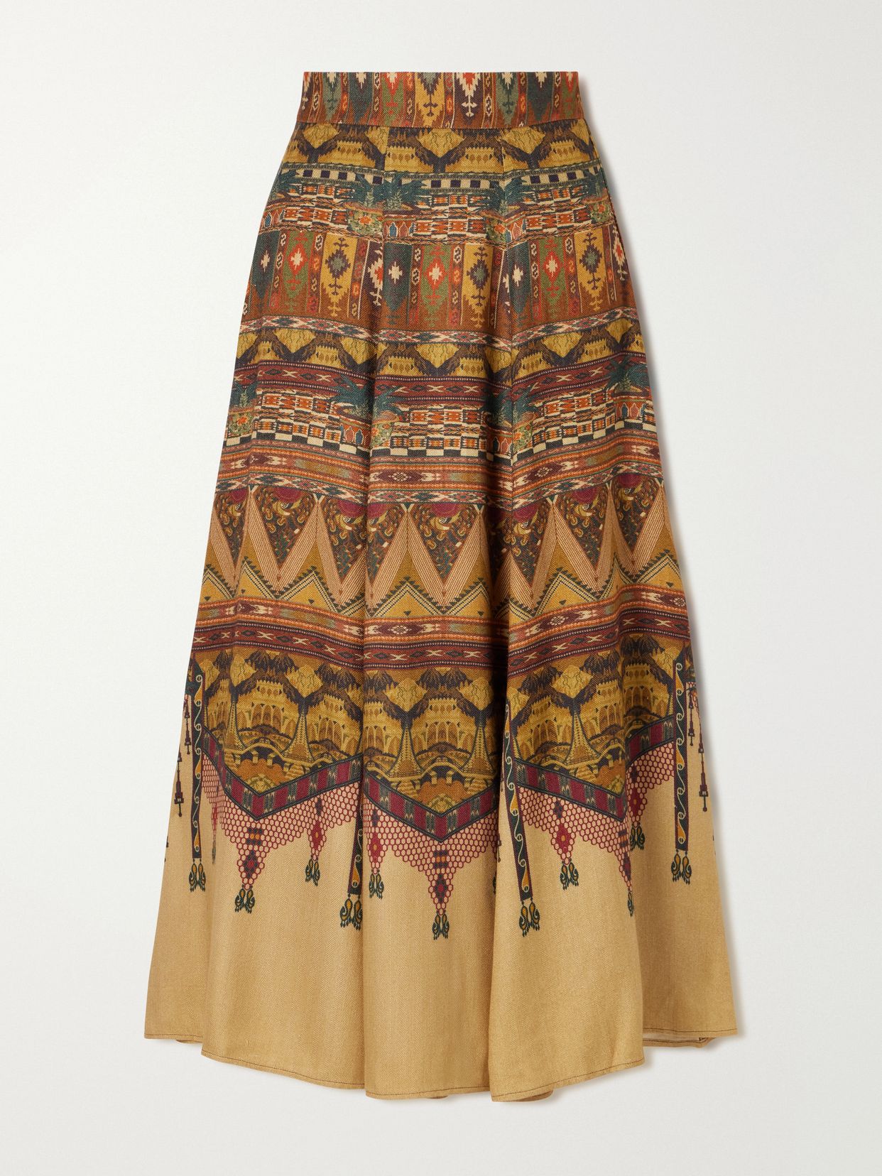 Kendal Desert printed woven silk-blend maxi skirt
