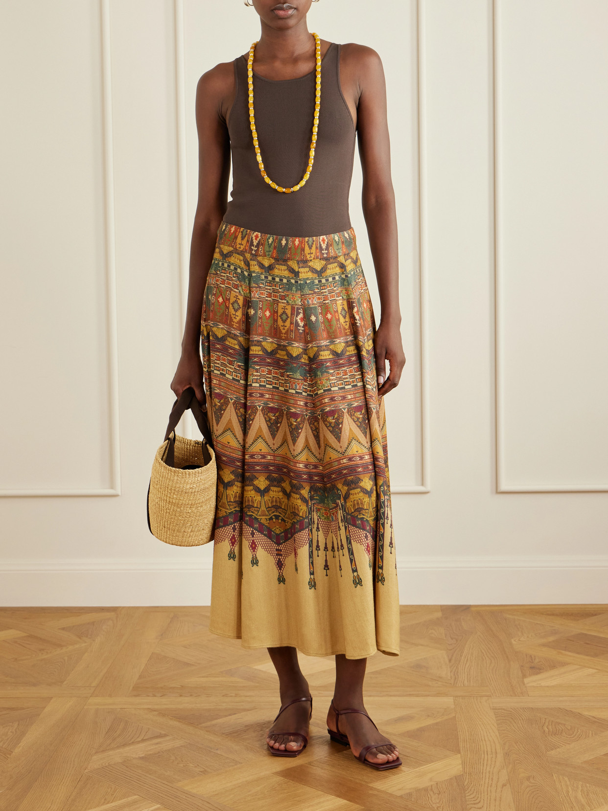 Kendal Desert Printed Woven Silk-Blend Maxi