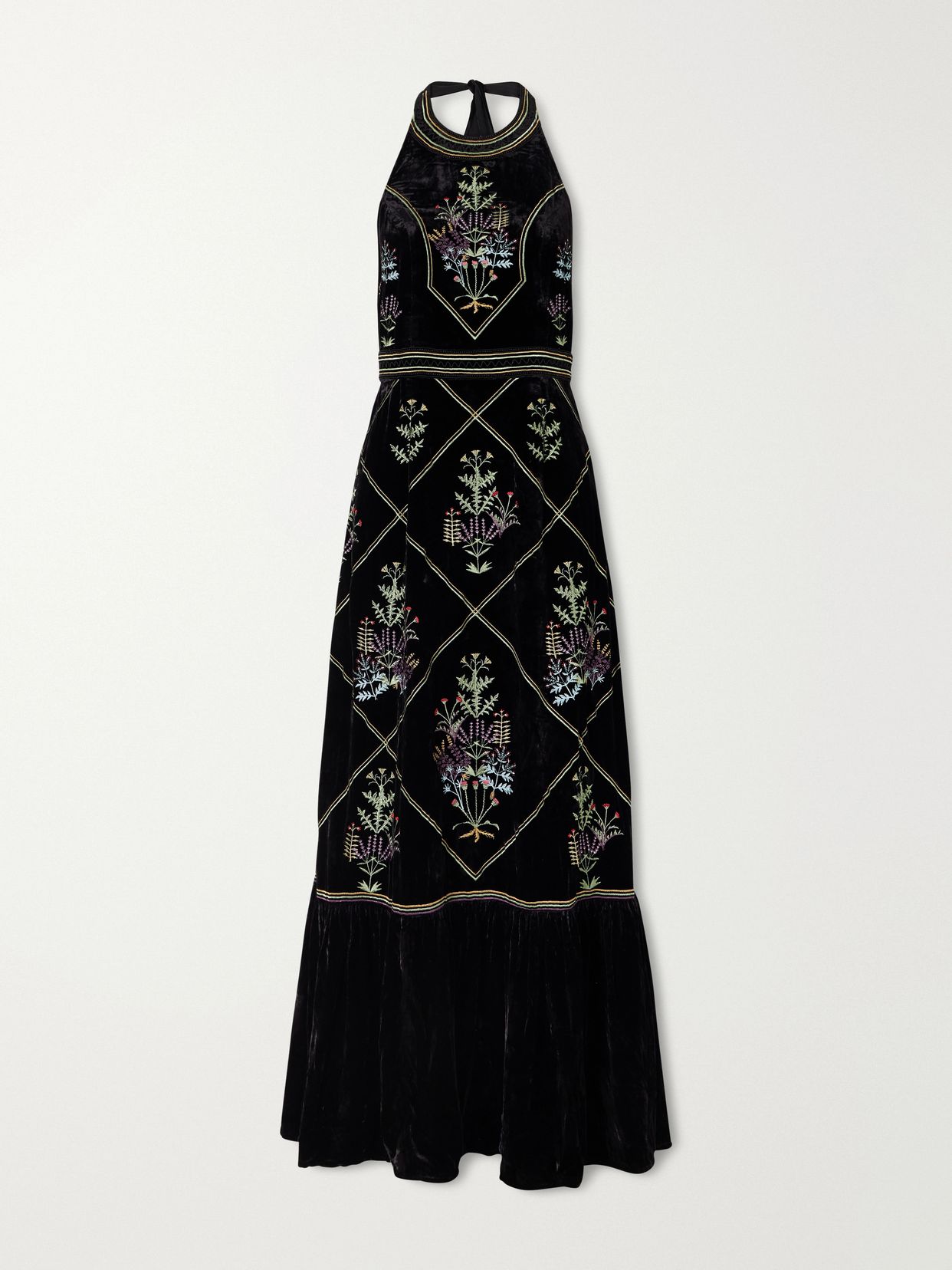 Chantal Agra flower-embroidered velvet midi dress