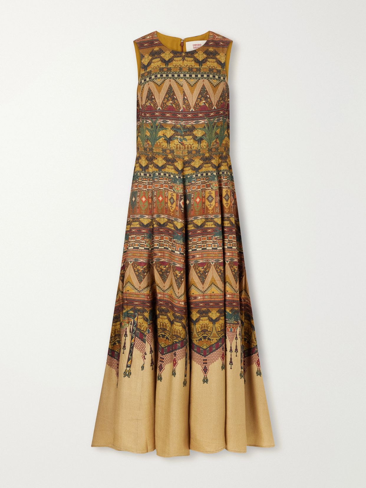 clodette desert printed woven silk blend maxi dress