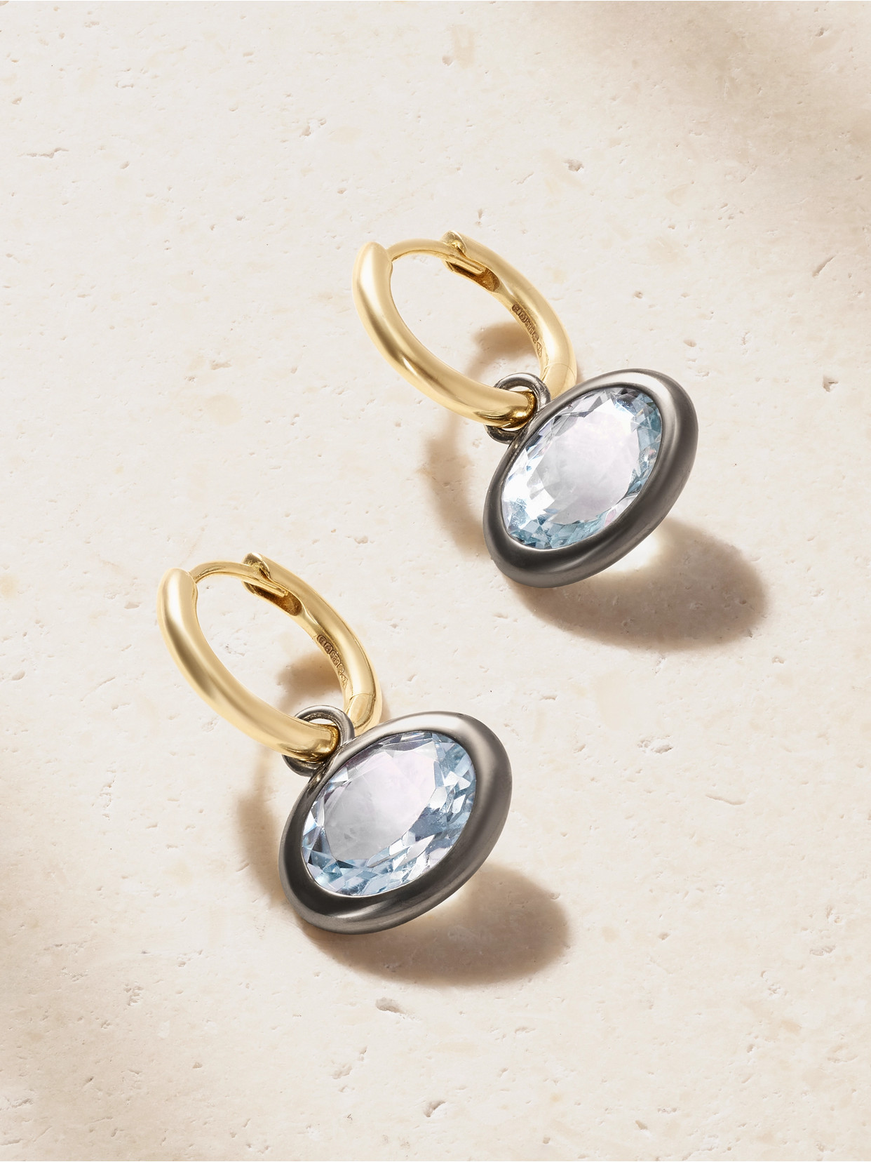 By Pariah Xl Orbit 14-karat Recycled Gold, Rhodium And Aquamarine Earrings In Multi