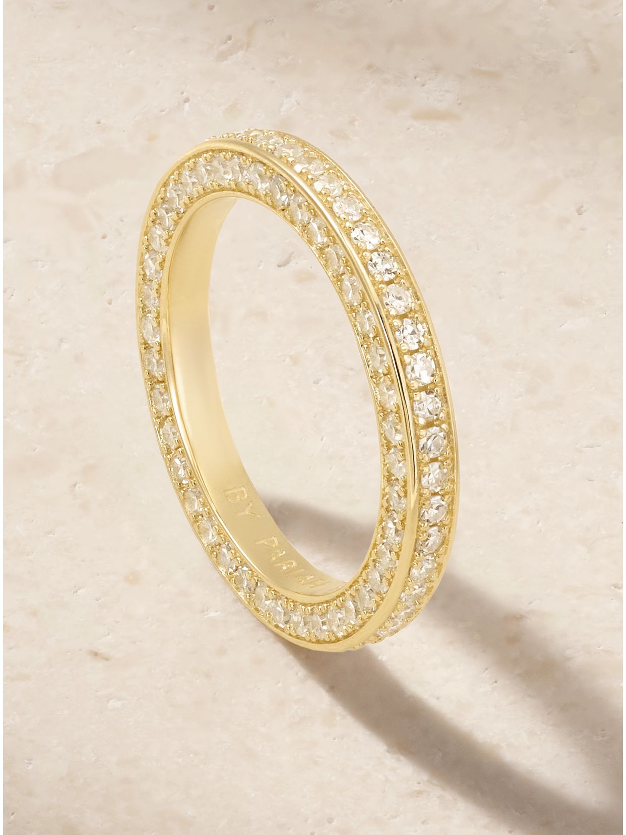 Triple 14-karat recycled gold diamond ring