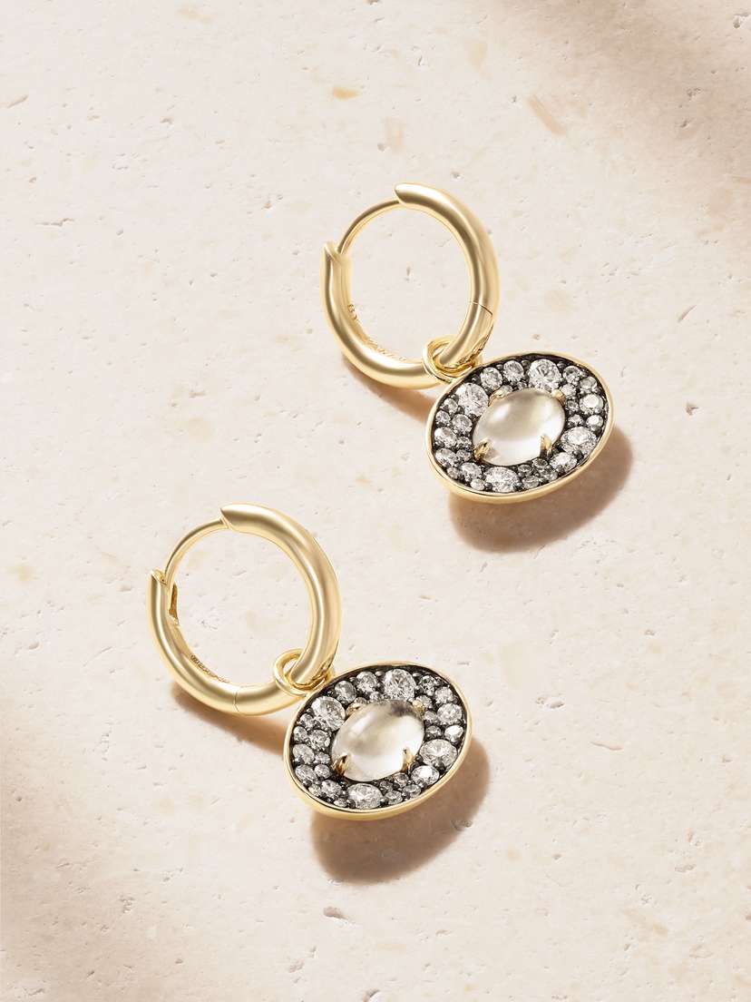 By Pariah 14-karat Recycled Gold, Rhodium, Diamond And Topaz Hoop Earrings