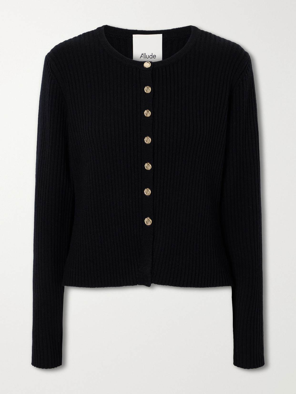 Allude Wool And Cashmere-blend Ribbed Cardigan In Black