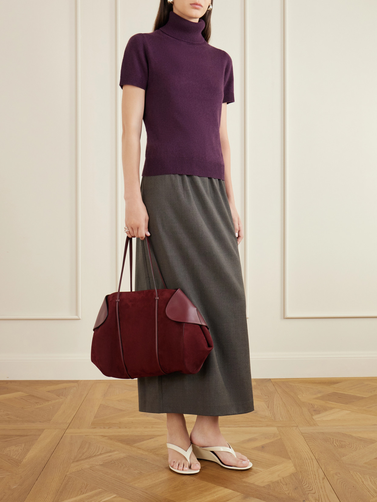 Berenices Suede And Leather Tote