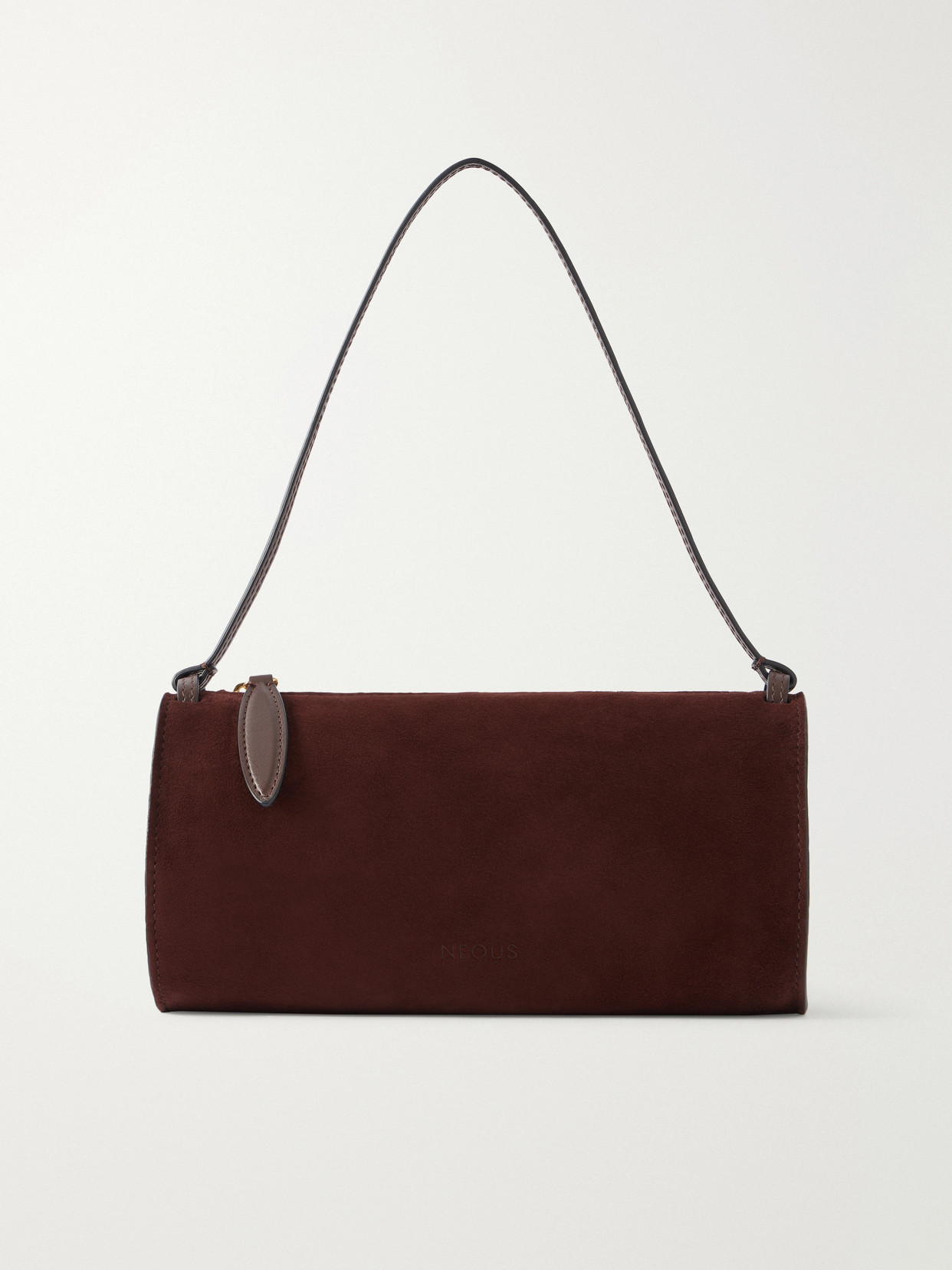 Neous Gemini Leather-trimmed Suede Shoulder Bag In Brown