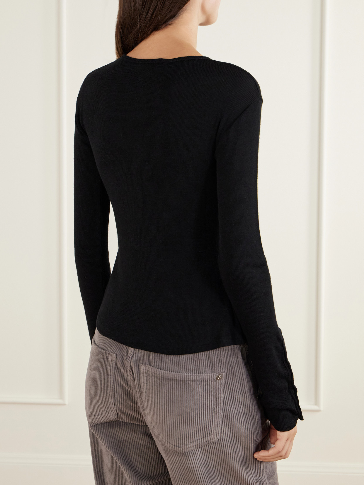 Merino Wool-Jersey Henley Top