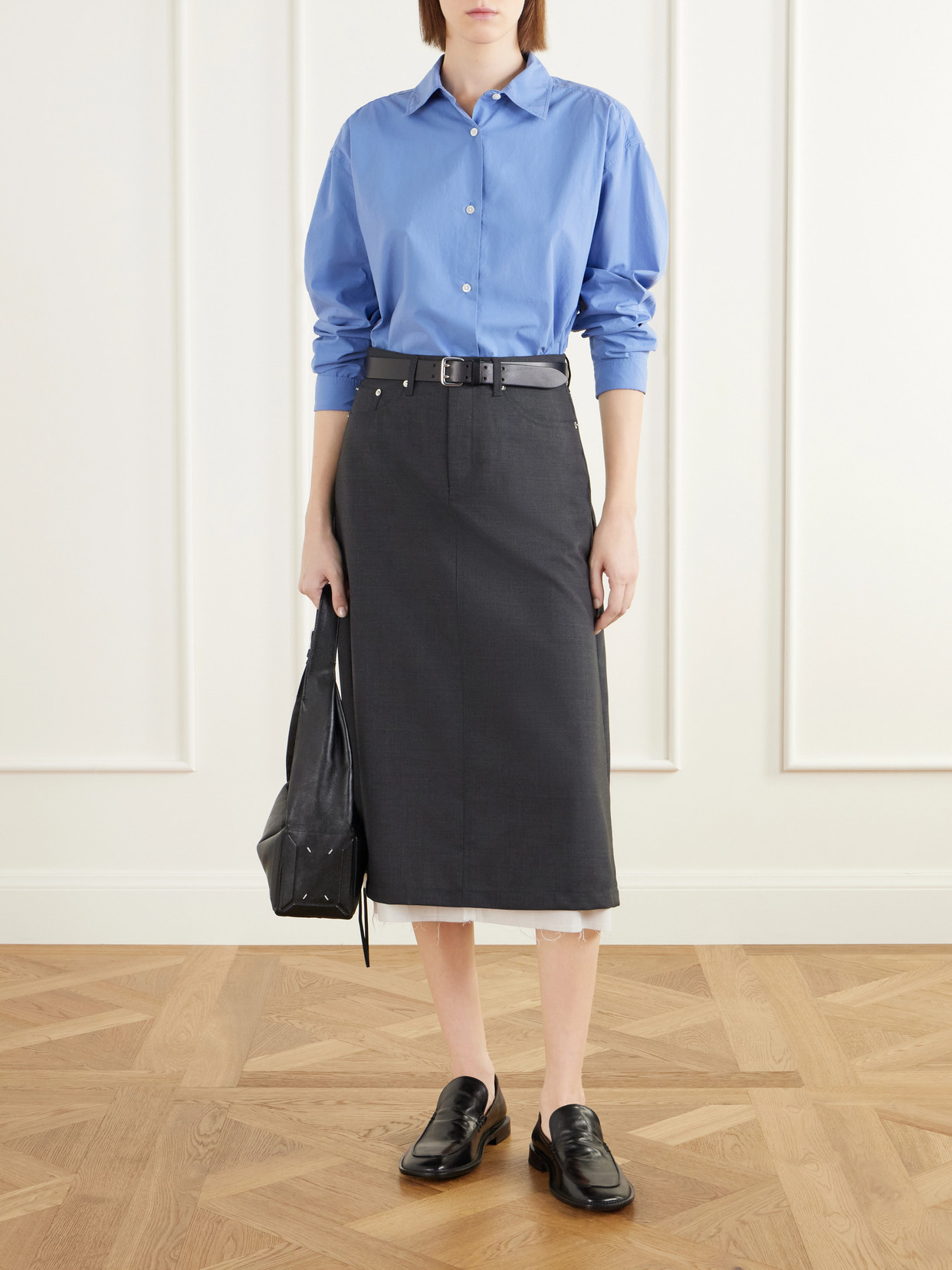 Rivet Layered Wool-Fresco Midi