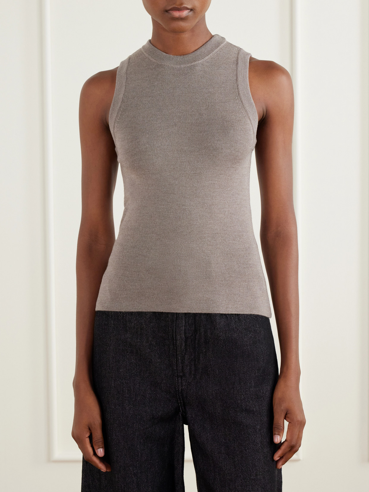 Appointment Ribbed Merino Wool And Silk-Blend Tank