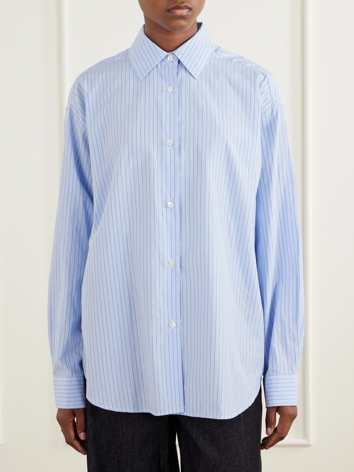 Generous Striped Cotton-Poplin Shirt