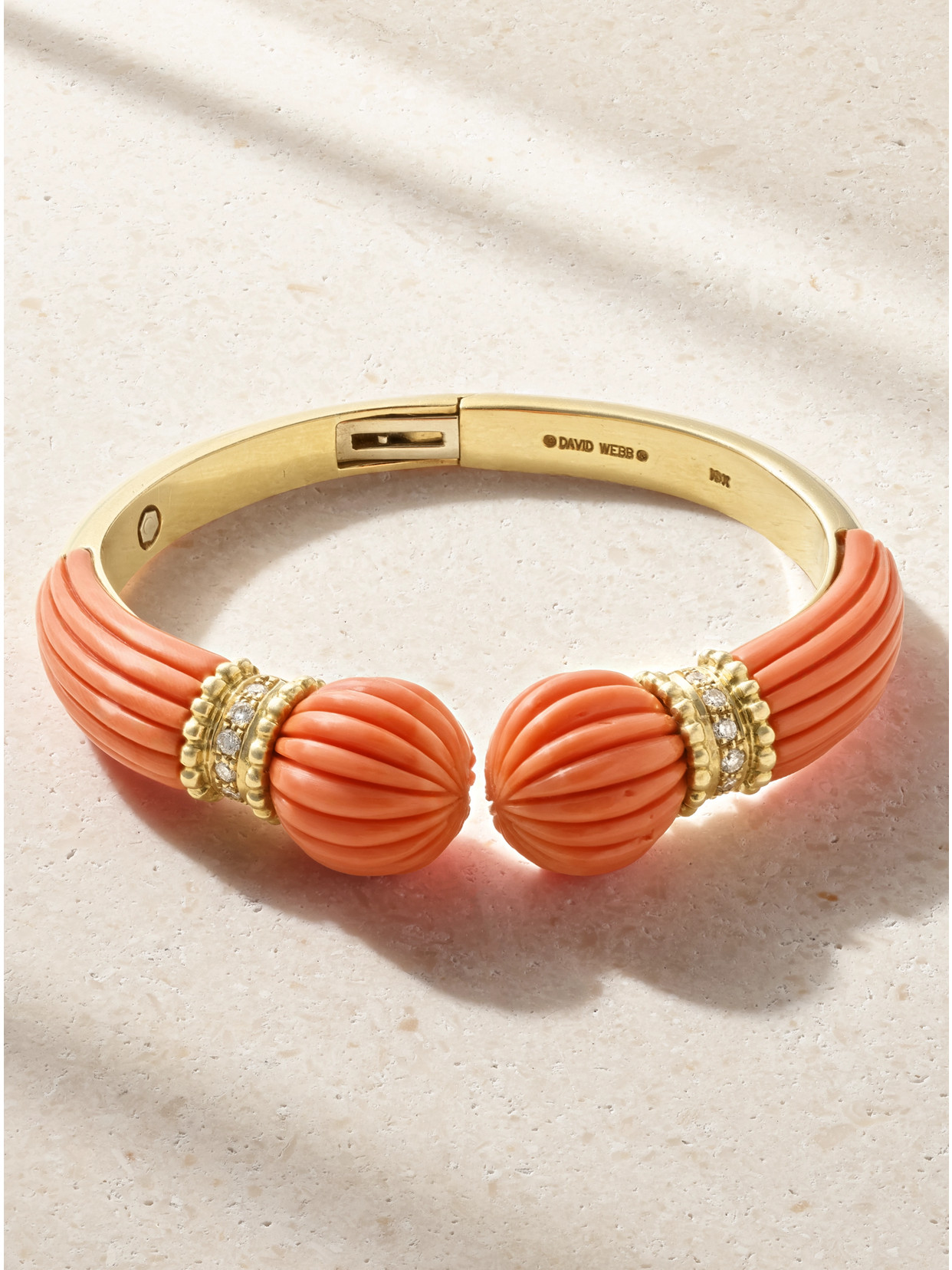 Eleuteri + David Webb Vintage 1980s 18-karat Gold, Coral And Diamond Bracelet In Multi