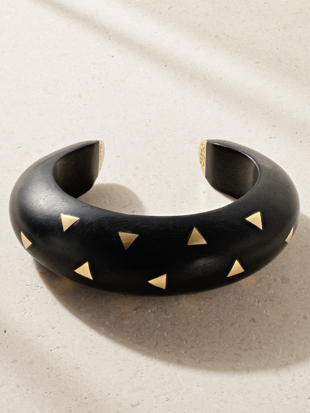 Eleuteri + Van Cleef & Arpels Vintage 1970s 18-karat Gold And Wood Cuff In Black