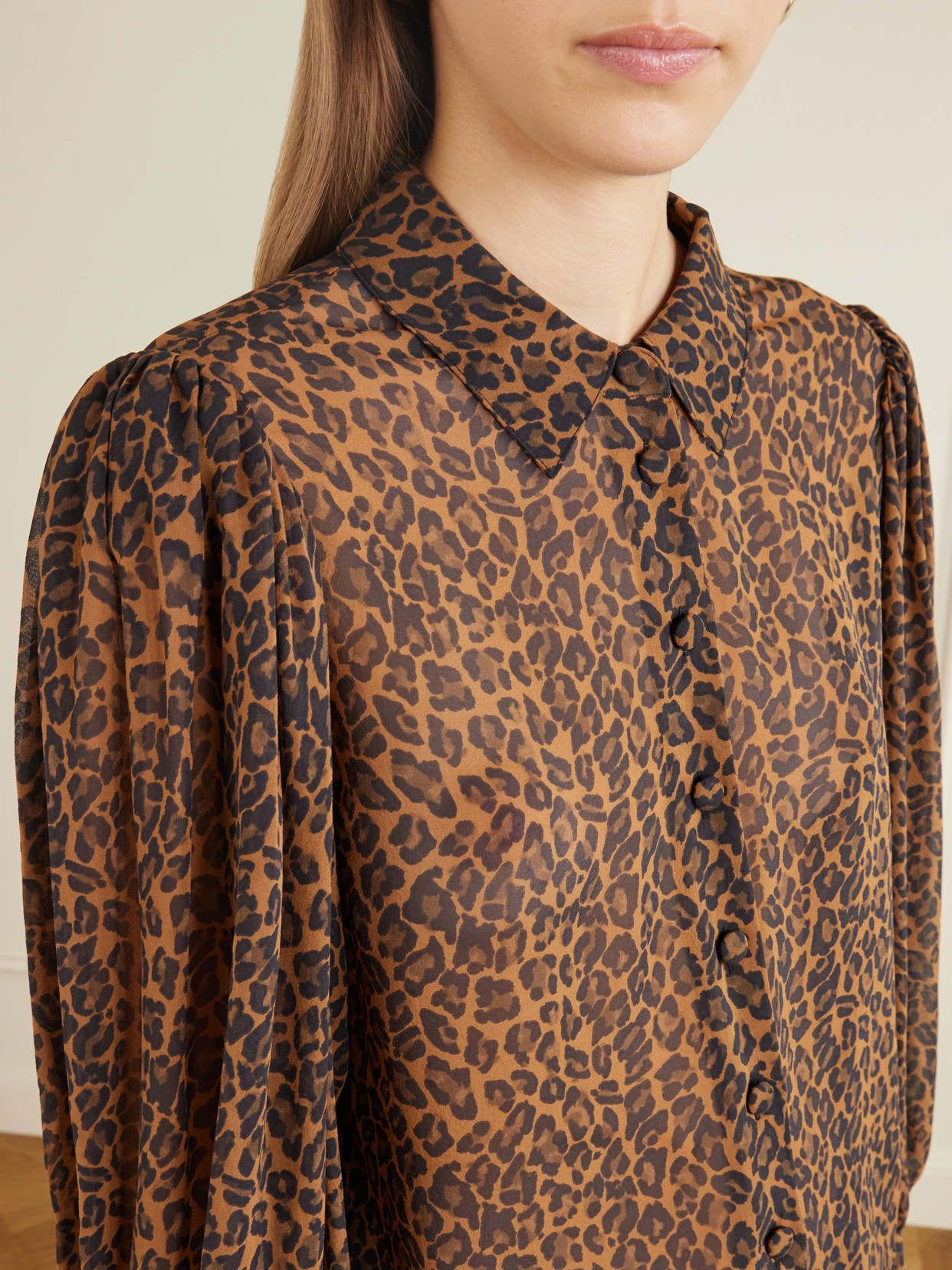 The Silk Prairie Leopard-Print Silk-Crepe De Chine Blouse
