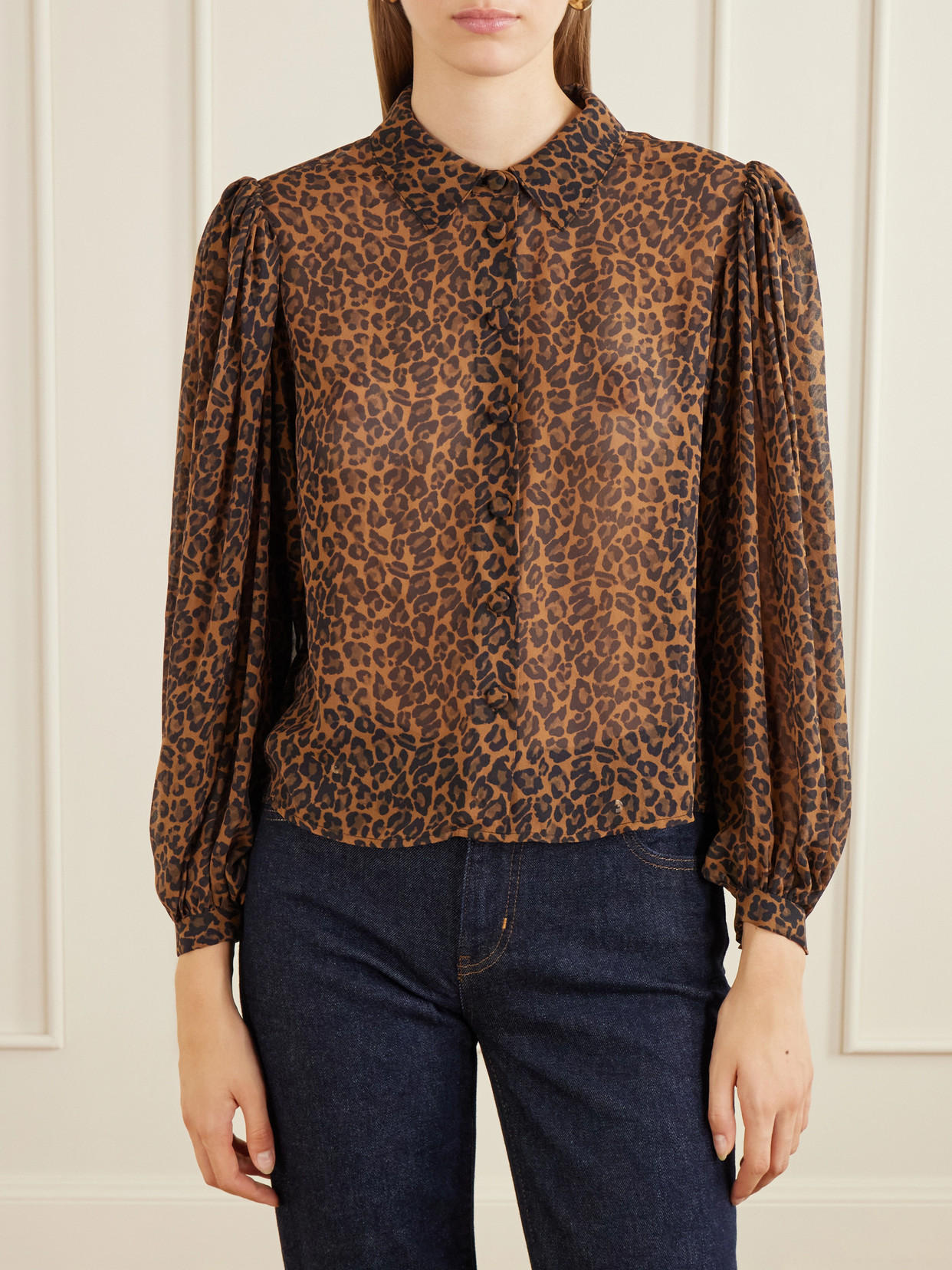 The Silk Prairie Leopard-Print Silk-Crepe De Chine Blouse