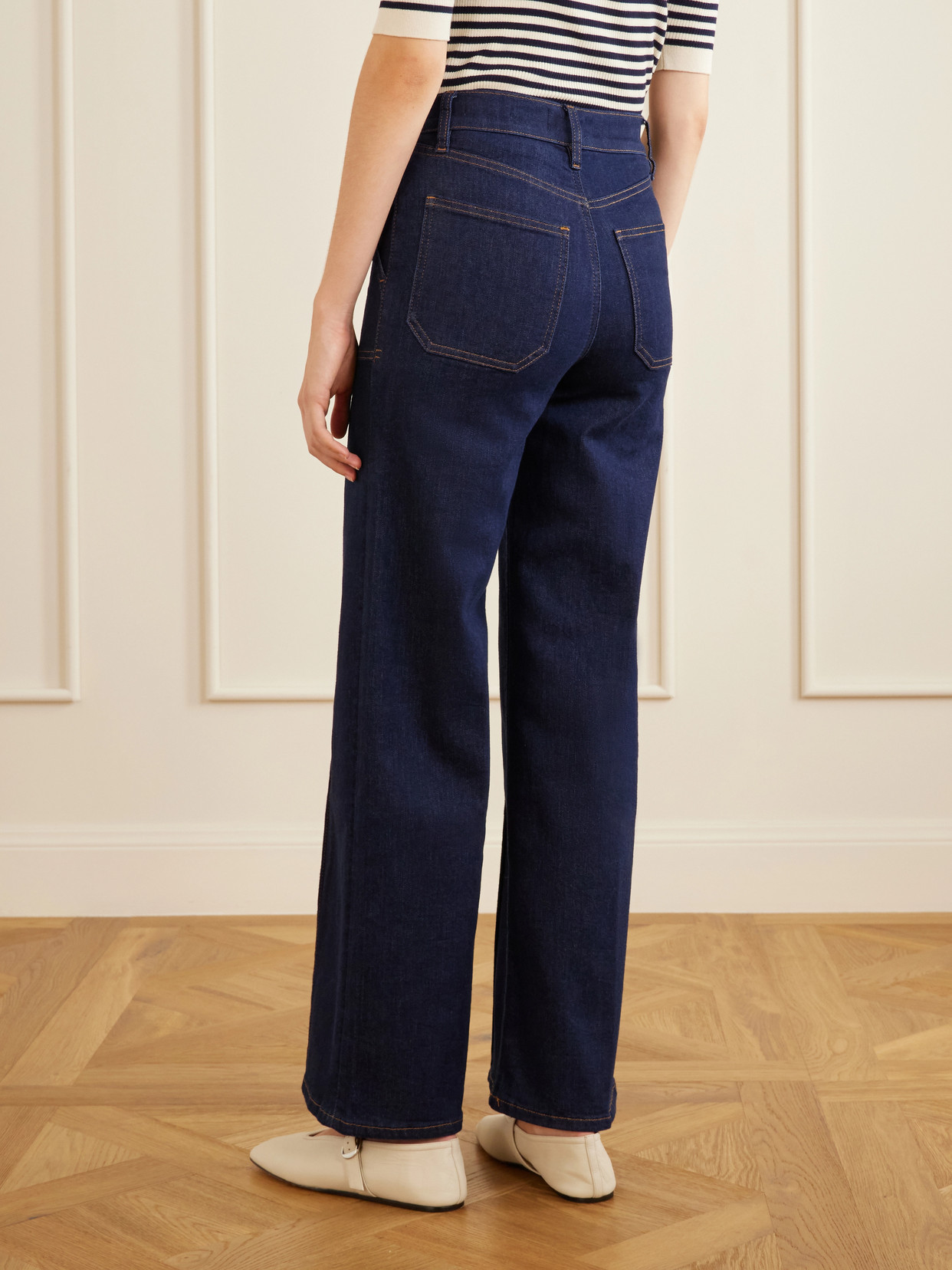 Le Slim Palazzo Pintuck Pocket High-Rise Wide- Leg