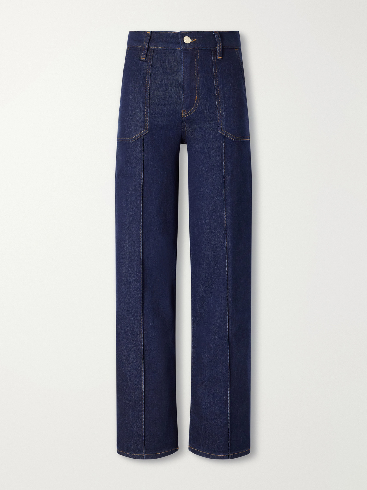 Frame Le Slim Palazzo Pintuck Pocket High-rise Wide-leg Jeans In Blue