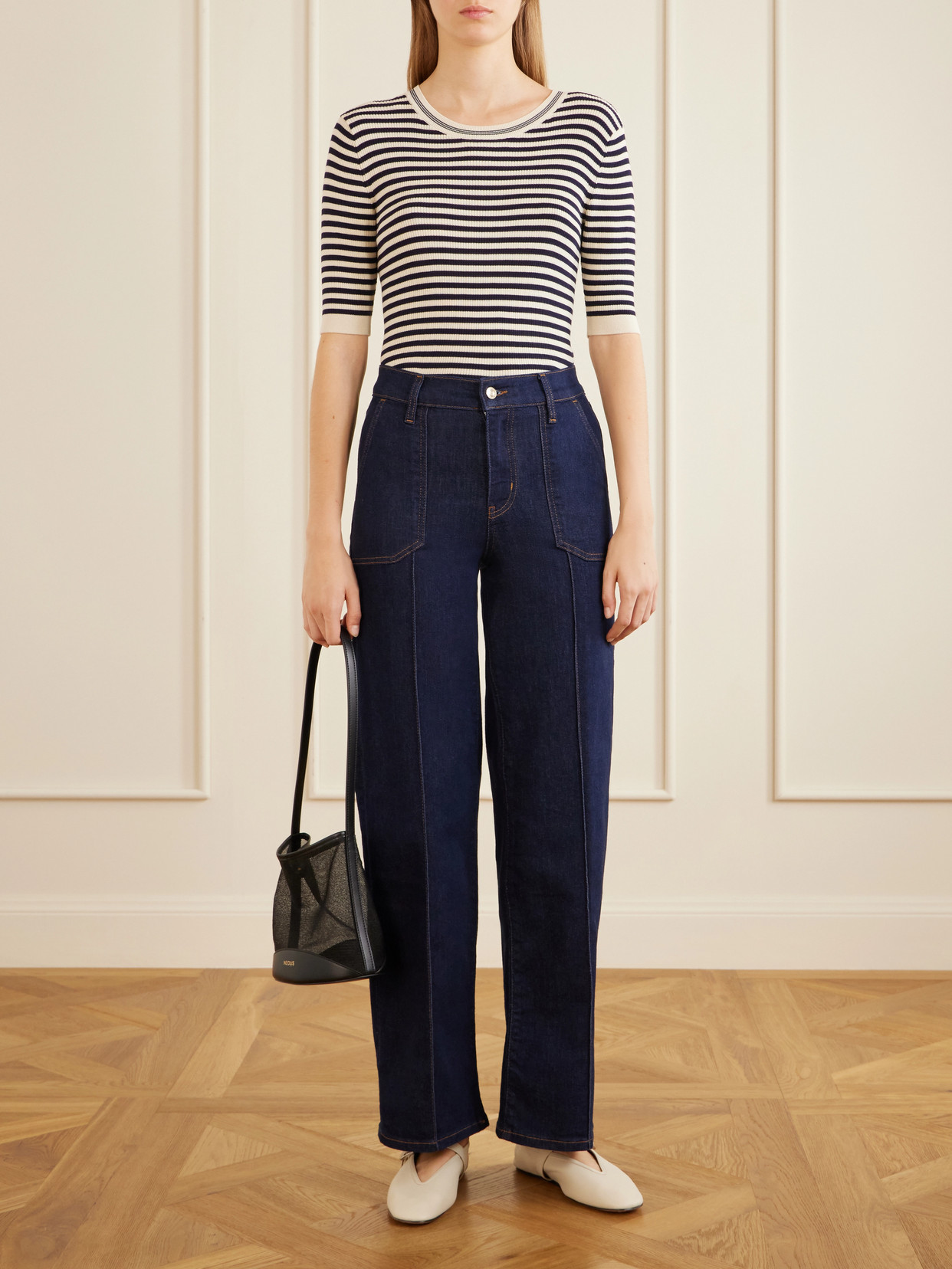 Le Slim Palazzo Pintuck Pocket High-Rise Wide- Leg