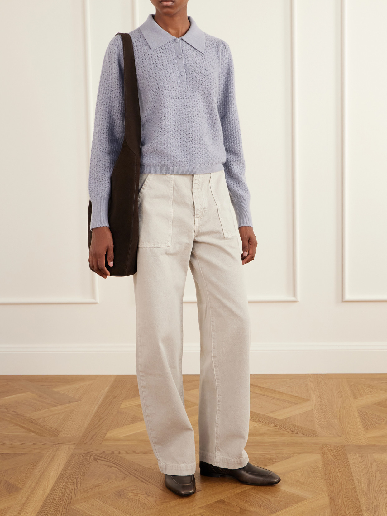 The Honeycomb Cashmere Polo Sweater