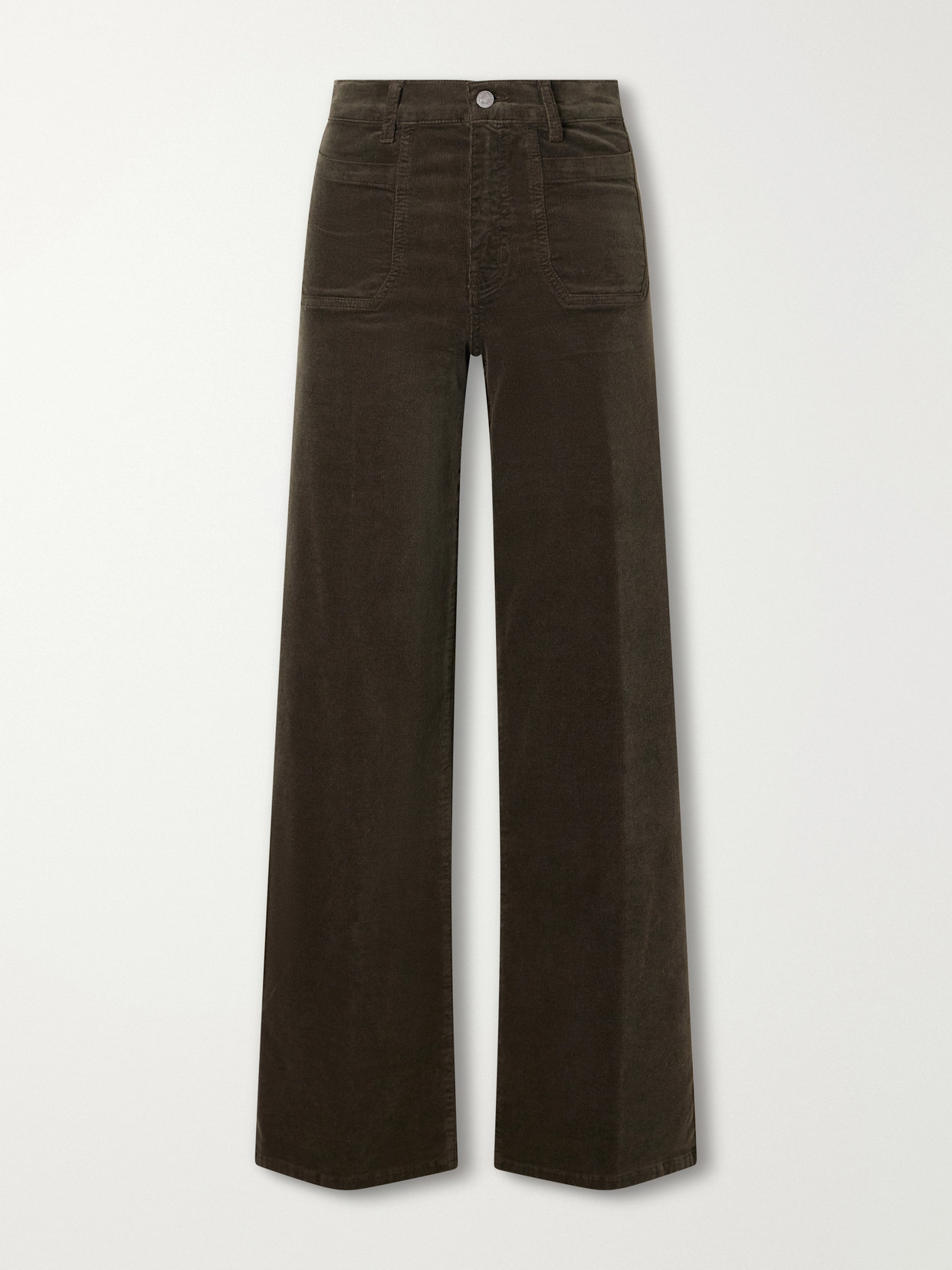 Frame Le Slim Palazzo Modernist Cotton-blend Corduroy Wide-leg Pants In Green