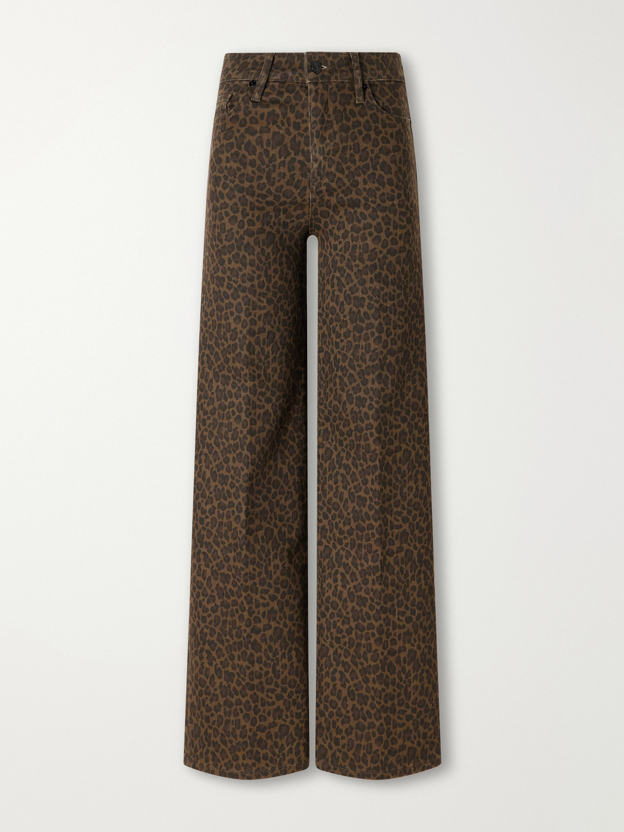 FRAME Le Slim Palazzo leopard-print high-rise flared jeans