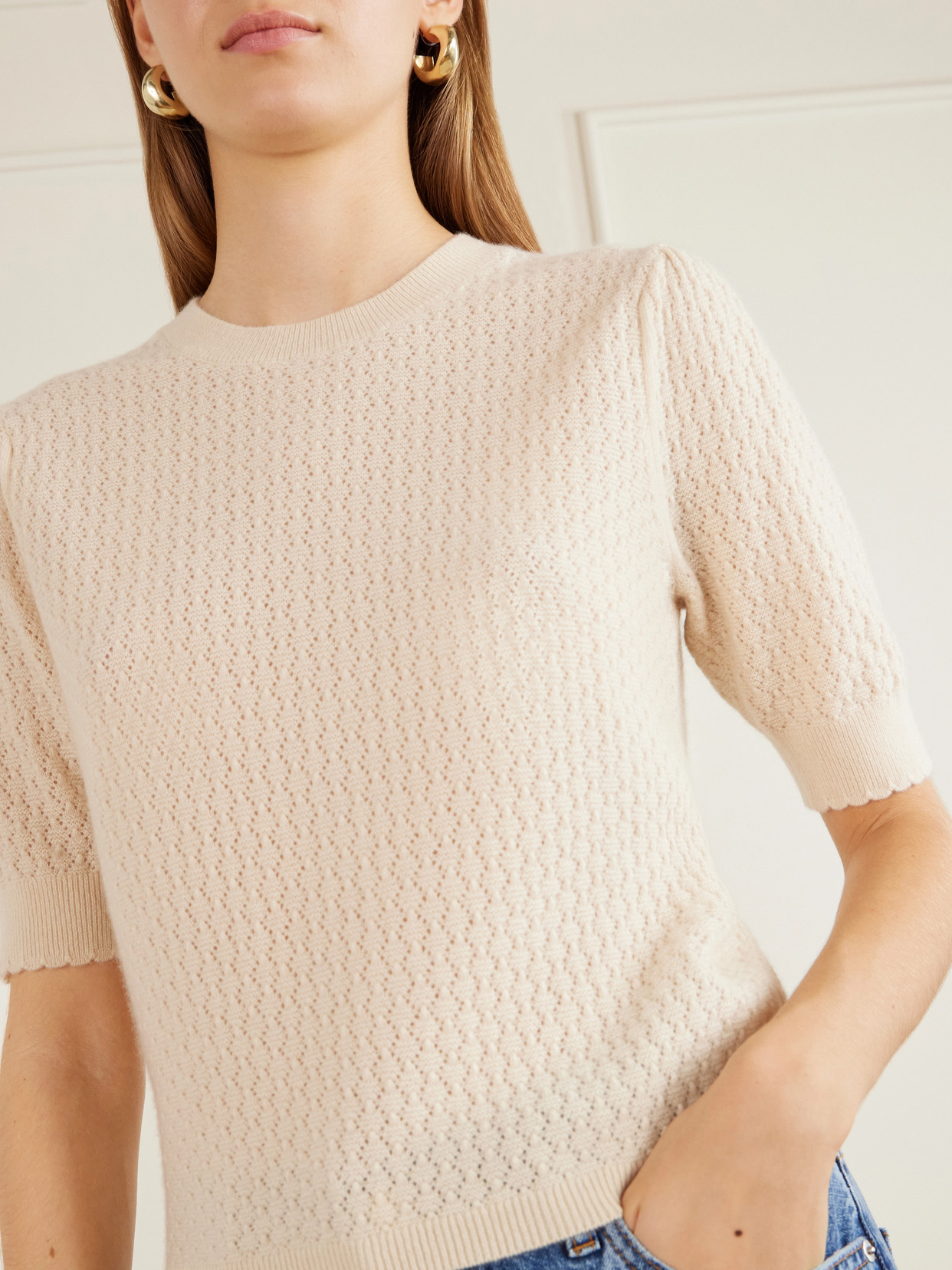 The Gathered Honeycomb Cashmere Sweater