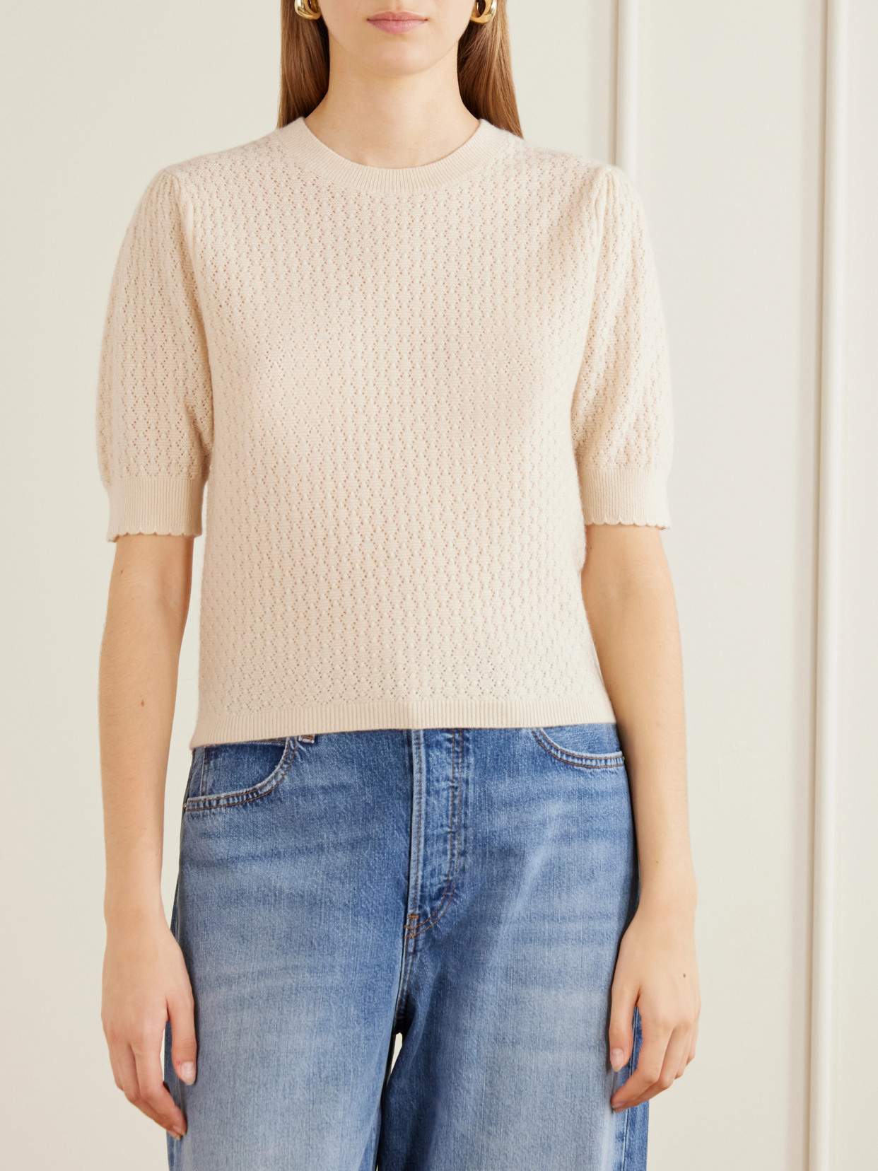 The Gathered Honeycomb Cashmere Sweater