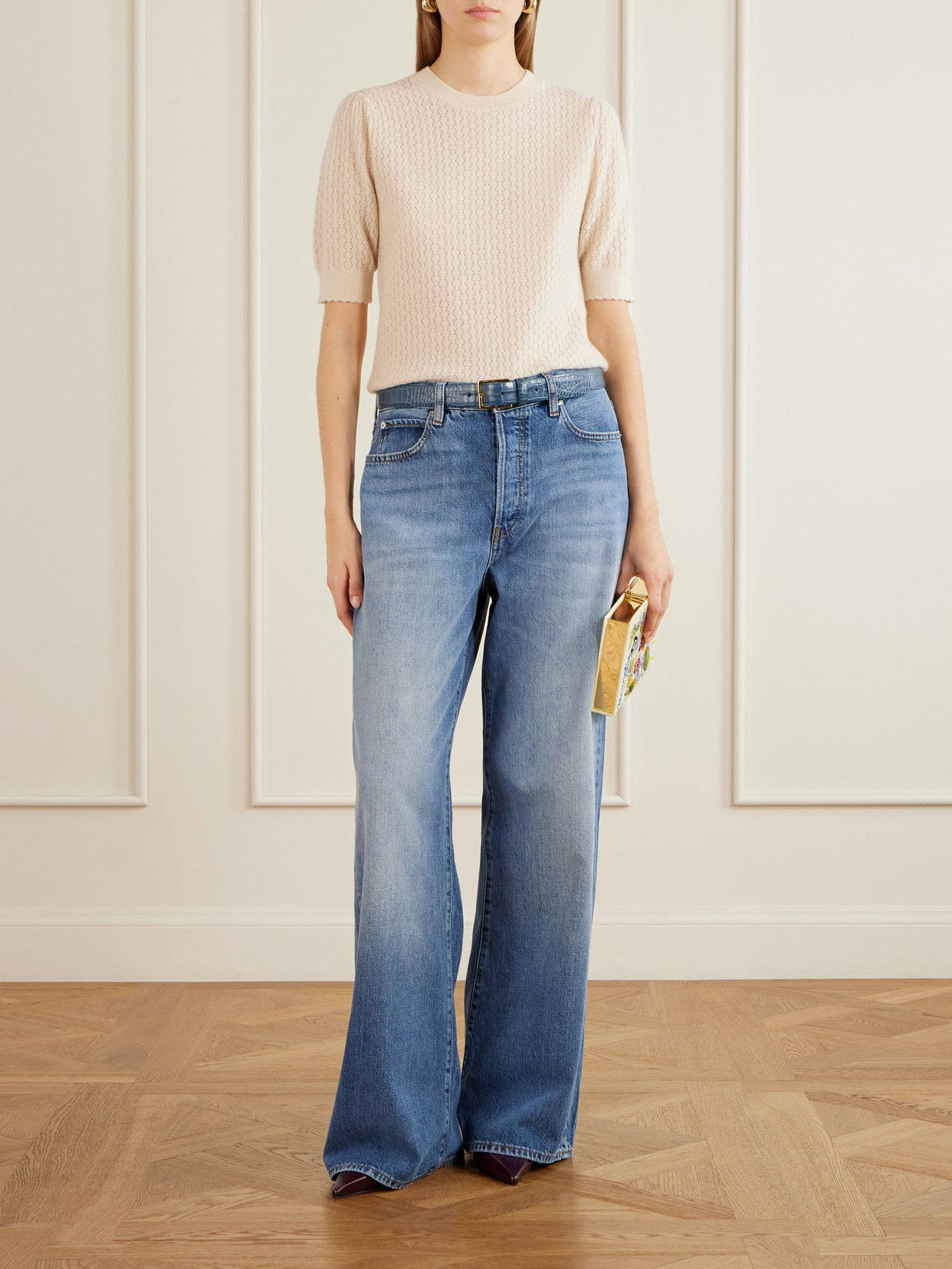 The Gathered Honeycomb Cashmere Sweater