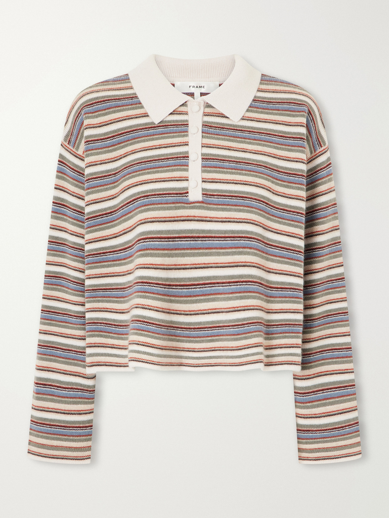 Striped Wool And Cashmere-Blend Polo Sweater