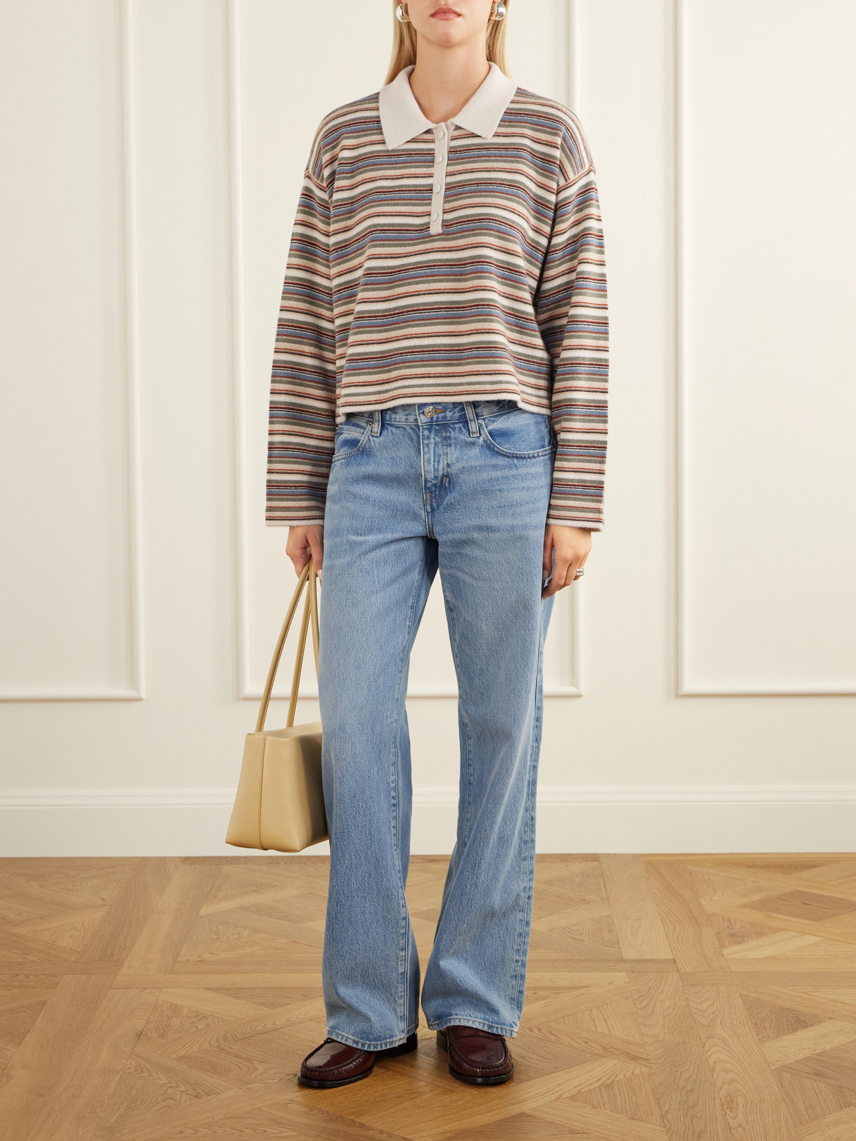 Striped Wool And Cashmere-Blend Polo Sweater