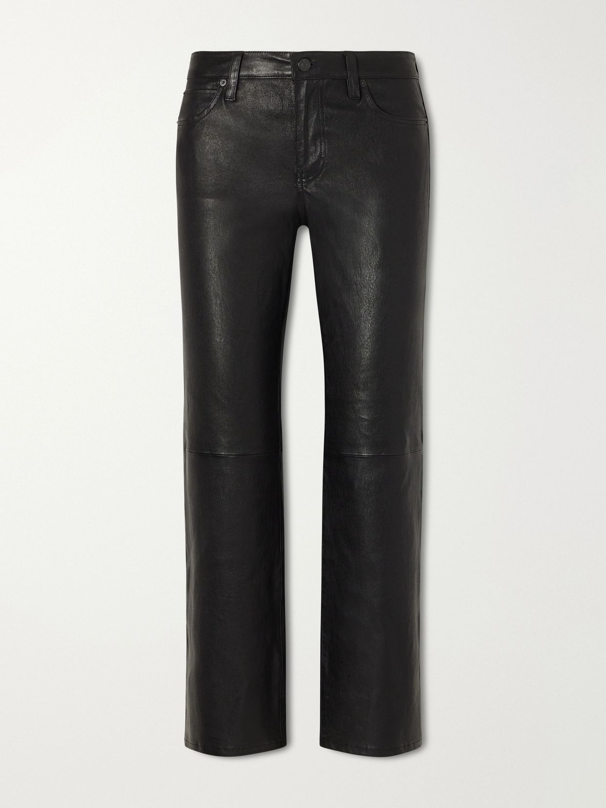 the cigarette low rise straight leg leather pants