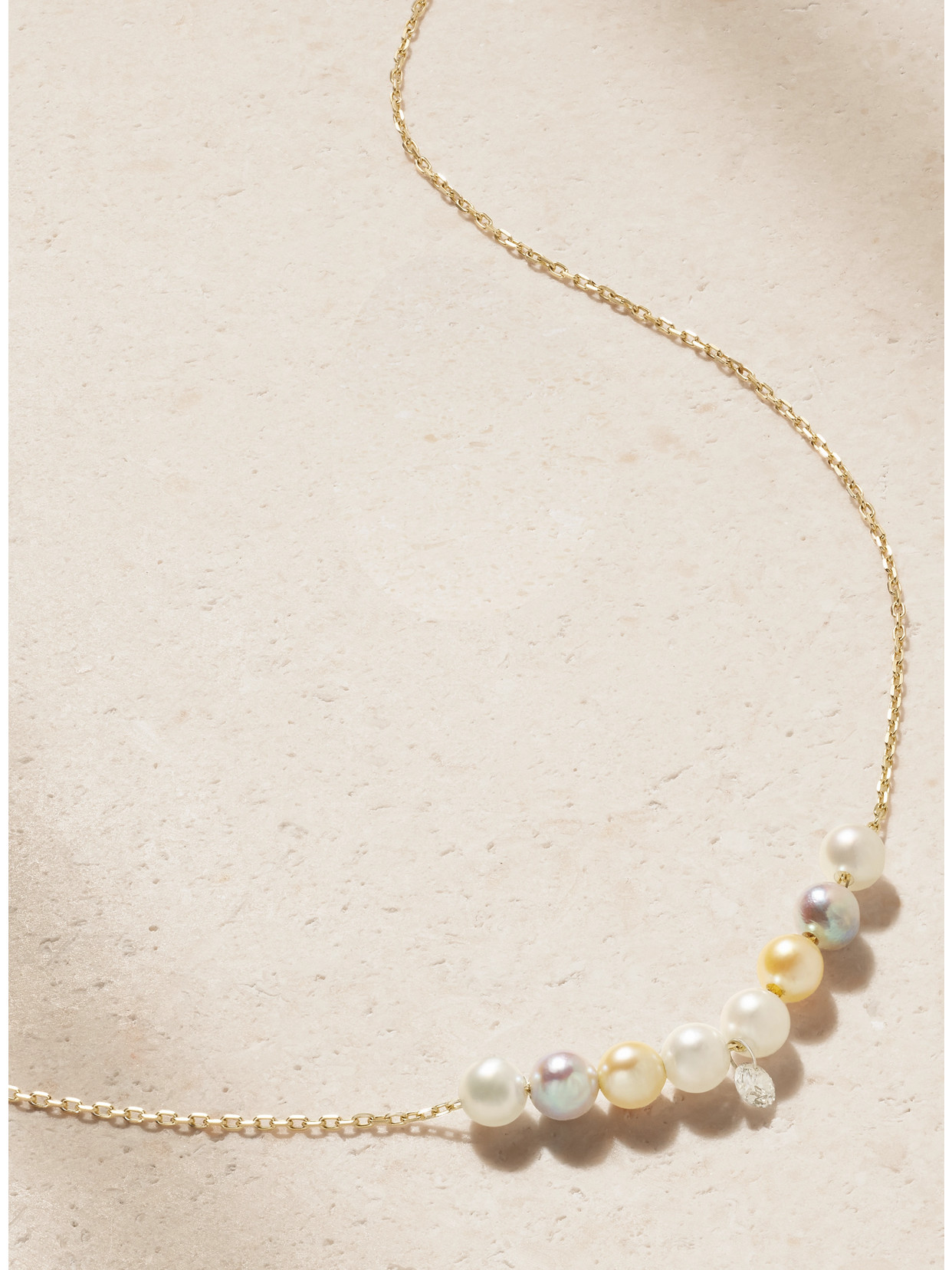 Mizuki 14-karat Gold, Pearl And Diamond Necklace
