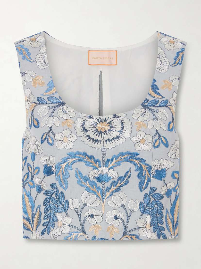 Marta Ferri Embroidered Woven Blouse