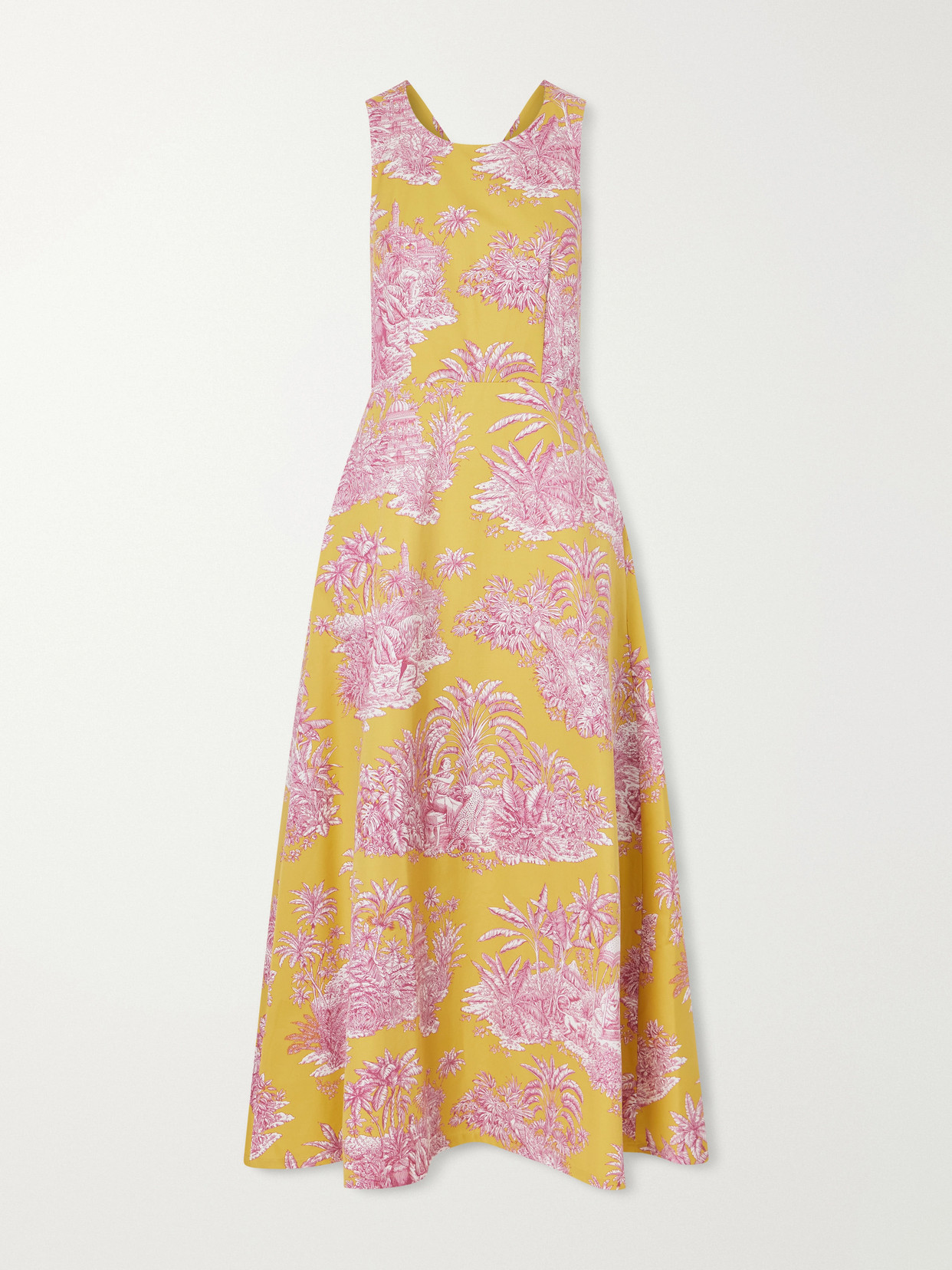 Marta Ferri Colonna Printed Cotton Maxi Dress In Yellow