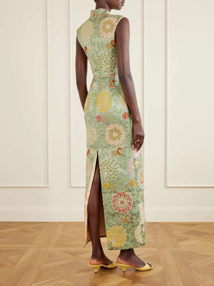 Marta Ferri Praga Embroidered Woven Midi Dress | Thumbnail 3 Marta Ferri Praga Embroidered Woven Midi Dress | Thumbnail 3