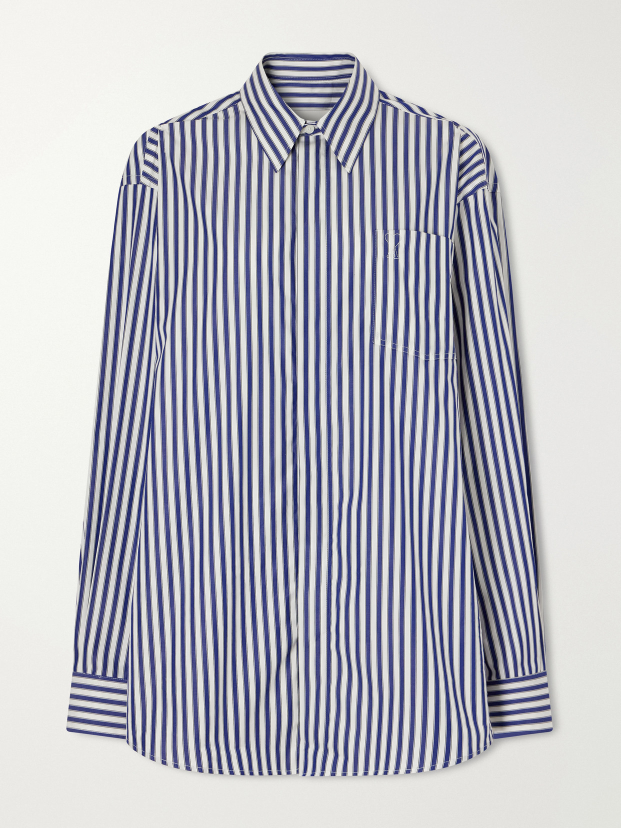 Logo-Embroidered Striped Cotton-Poplin Shirt
