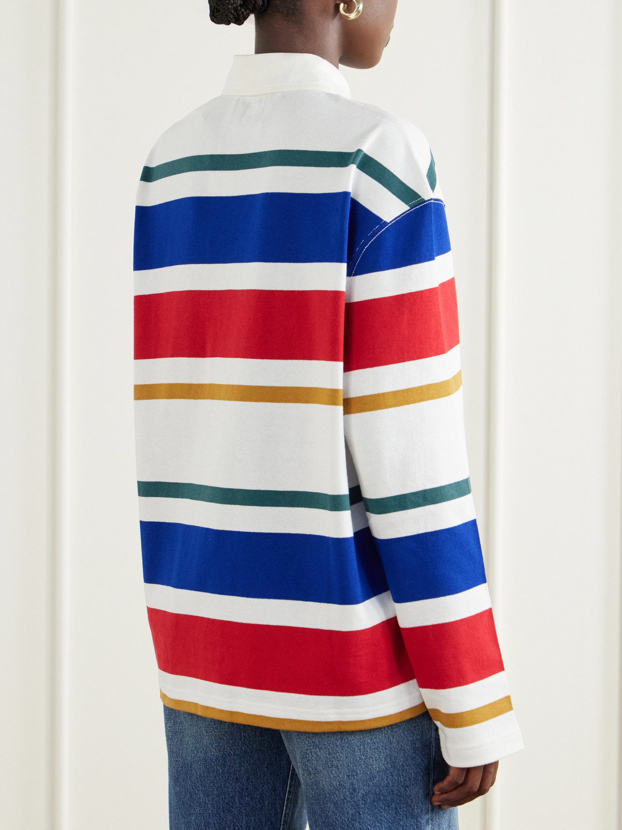 Logo-Appliquéd Striped Cotton-Jersey Polo