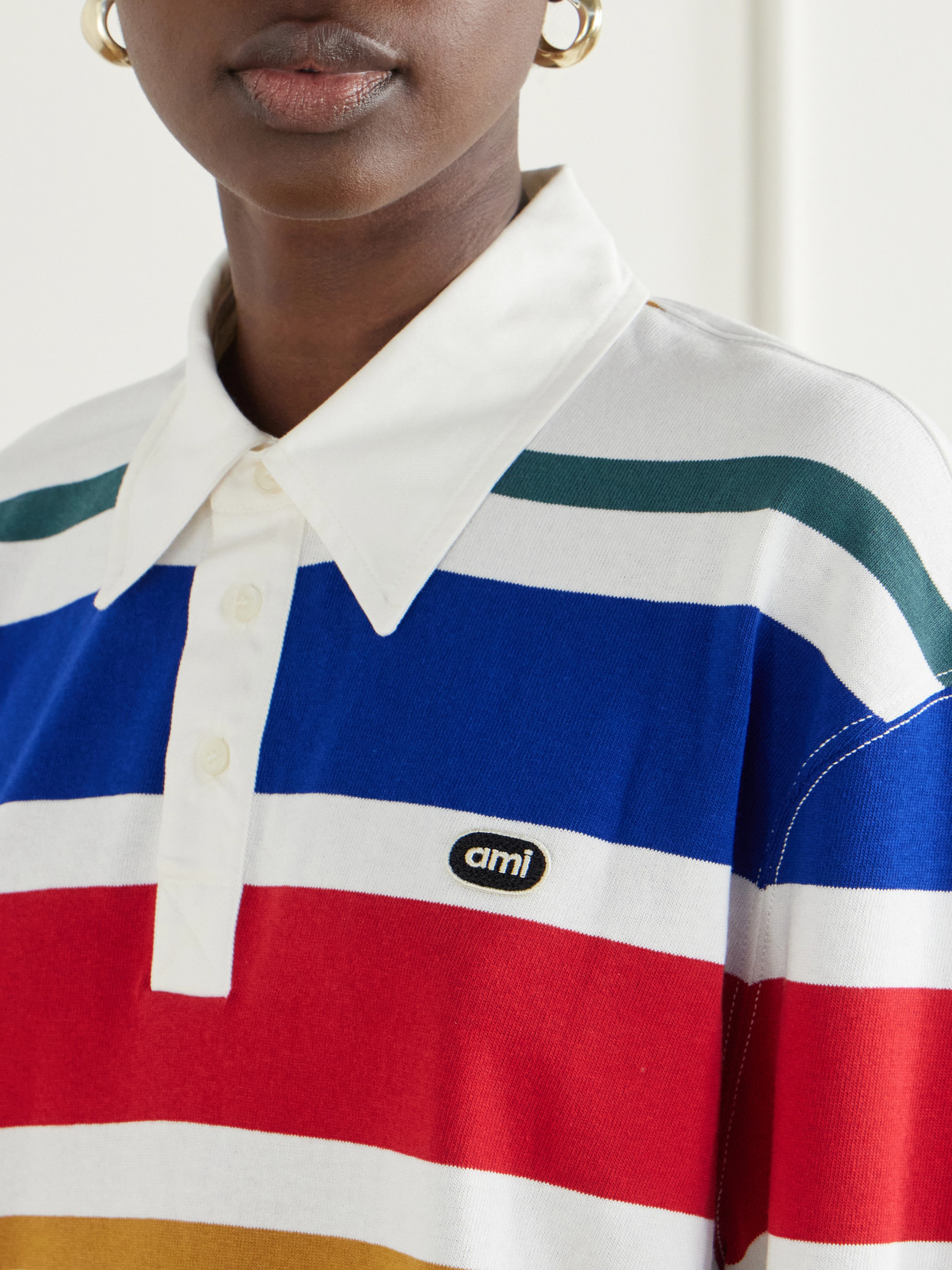 Logo-Appliquéd Striped Cotton-Jersey Polo