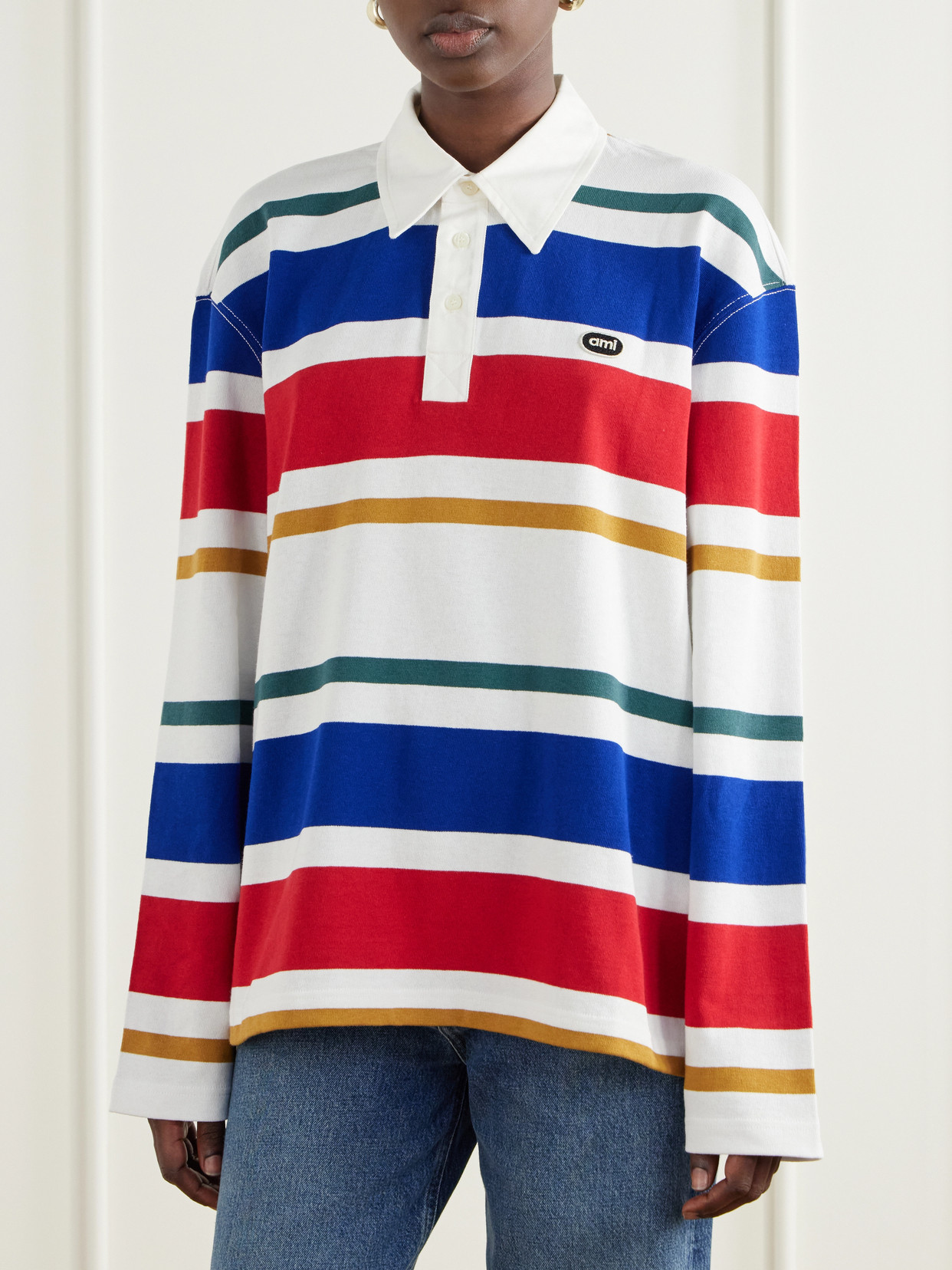 Logo-Appliquéd Striped Cotton-Jersey Polo