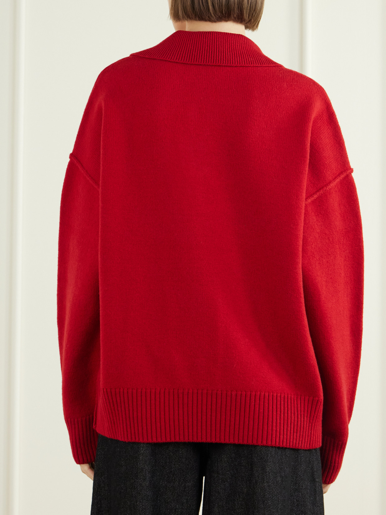 Virgin Wool-Intarsia Polo Sweater