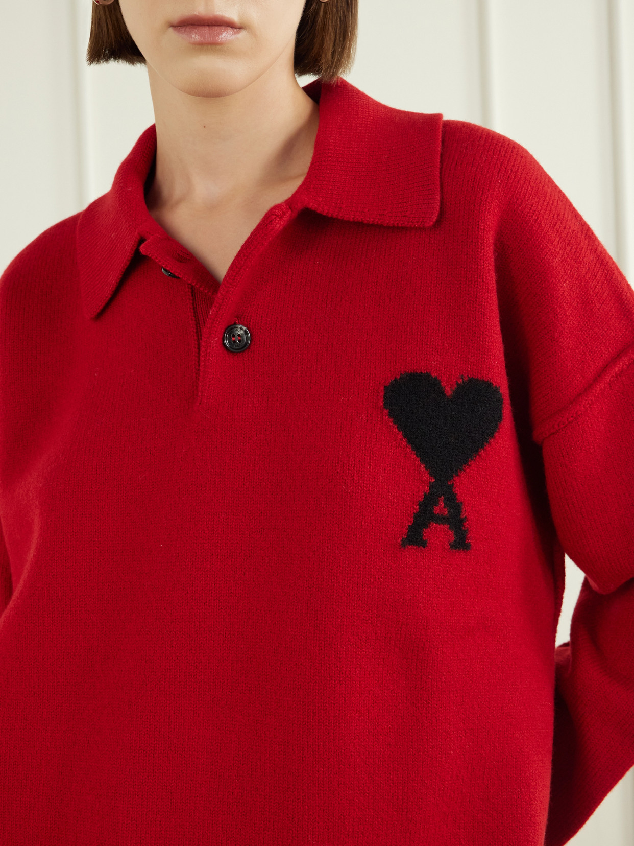 Virgin Wool-Intarsia Polo Sweater