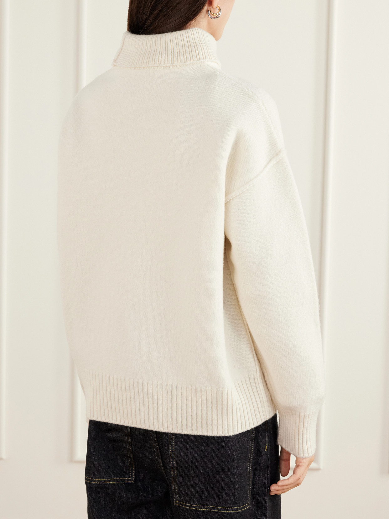 Oversized Logo-Intarsia Wool Turtleneck Sweater