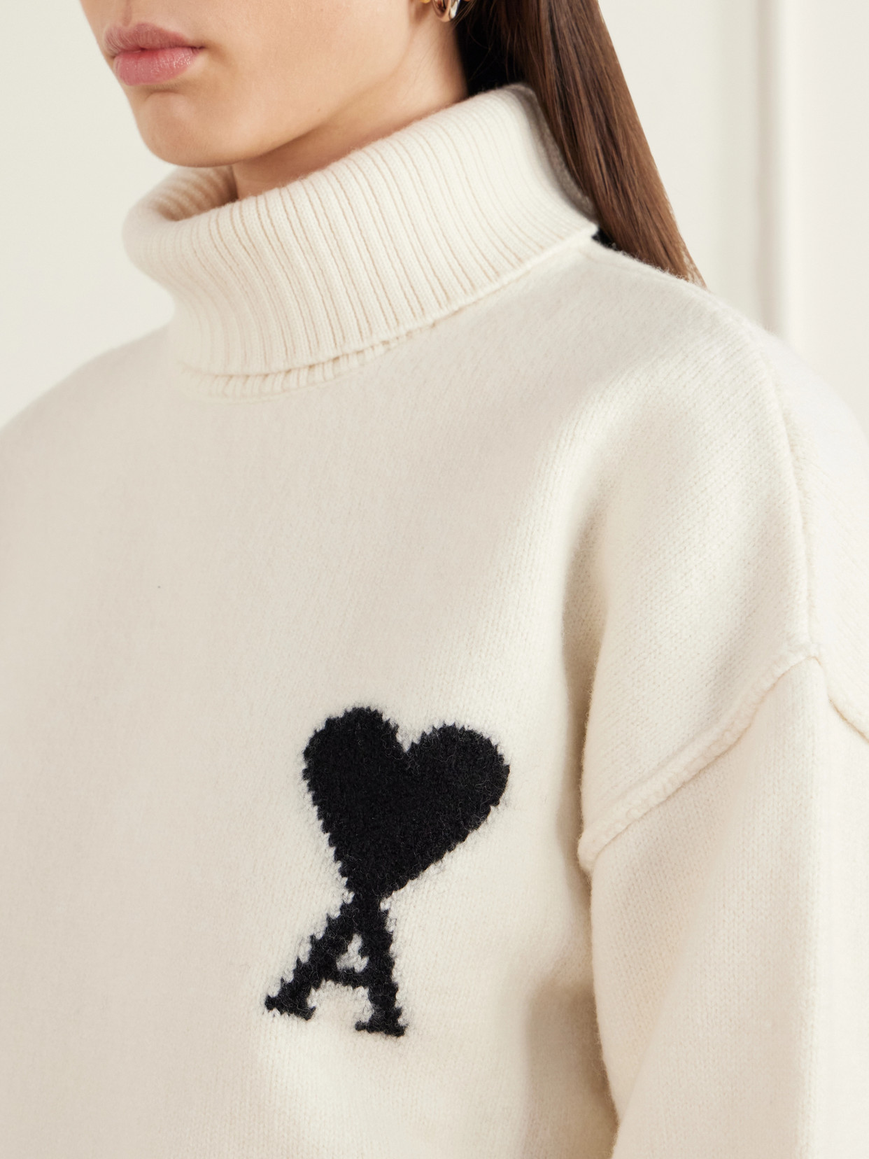 Oversized Logo-Intarsia Wool Turtleneck Sweater